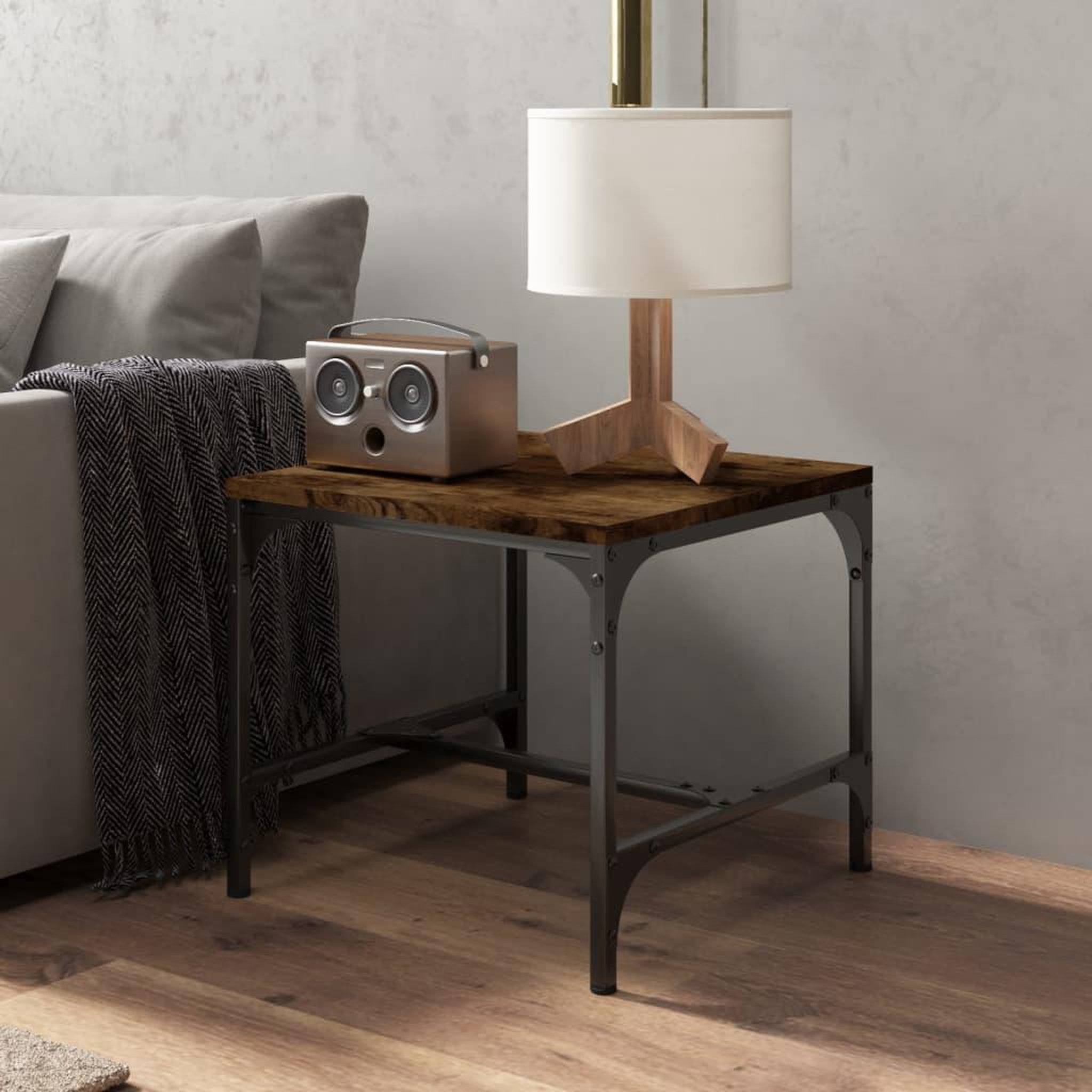 Voir la diapositive 3 : VIDAXL Table basse Chene fume 50x50x35 cm Bois d'ingenierie