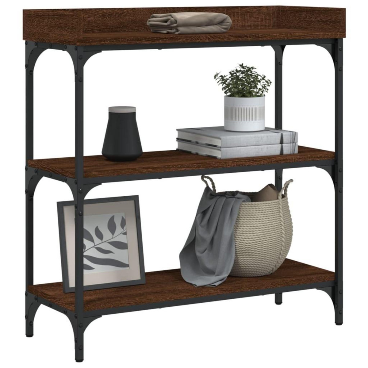 VIDAXL Table console avec etageres chene marron 75x30x80 cm