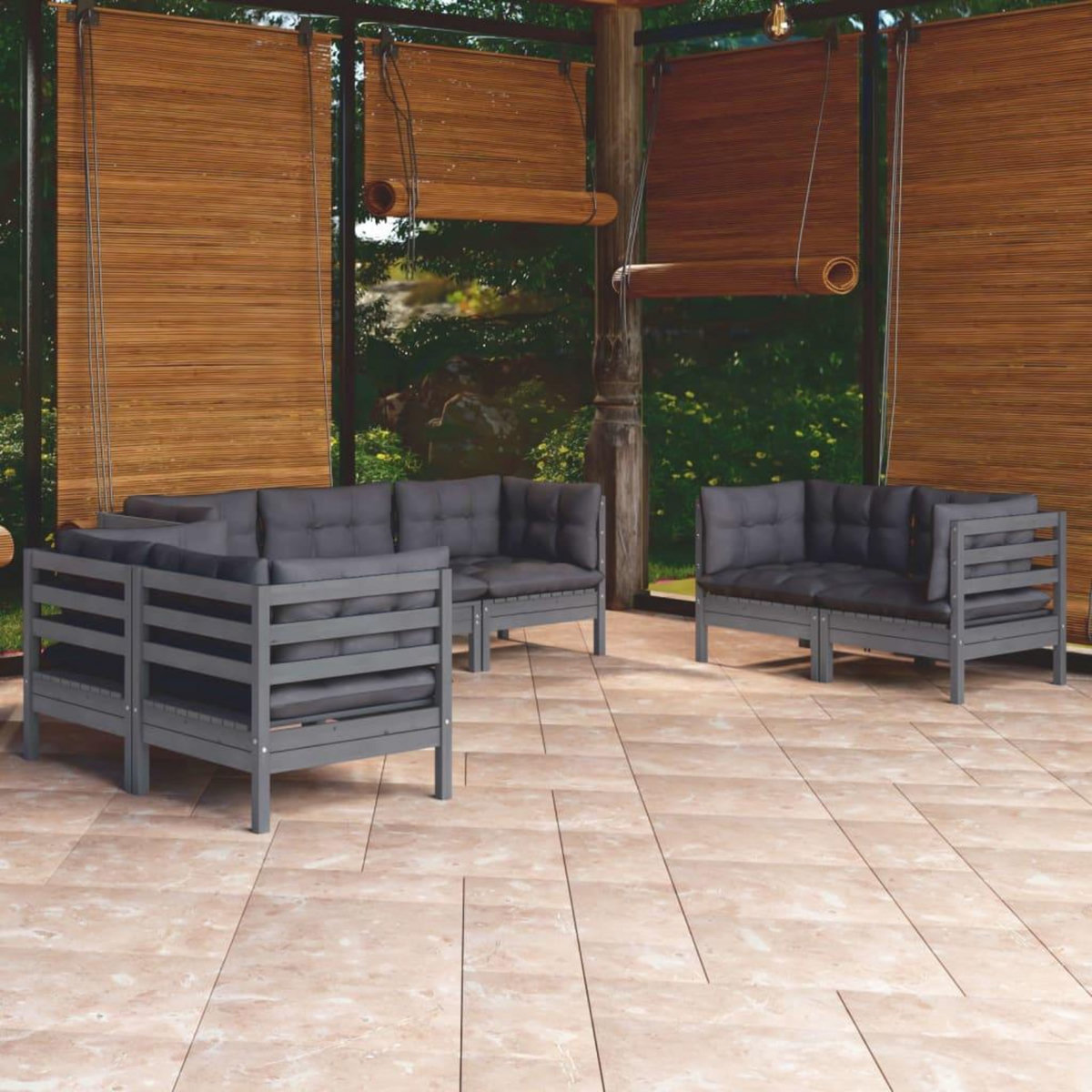 VIDAXL Salon de jardin 7 pcs avec coussins bois de pin massif