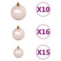 VIDAXL Set de boules de Noël avec pic et 300 LED 120pcs Dore rose