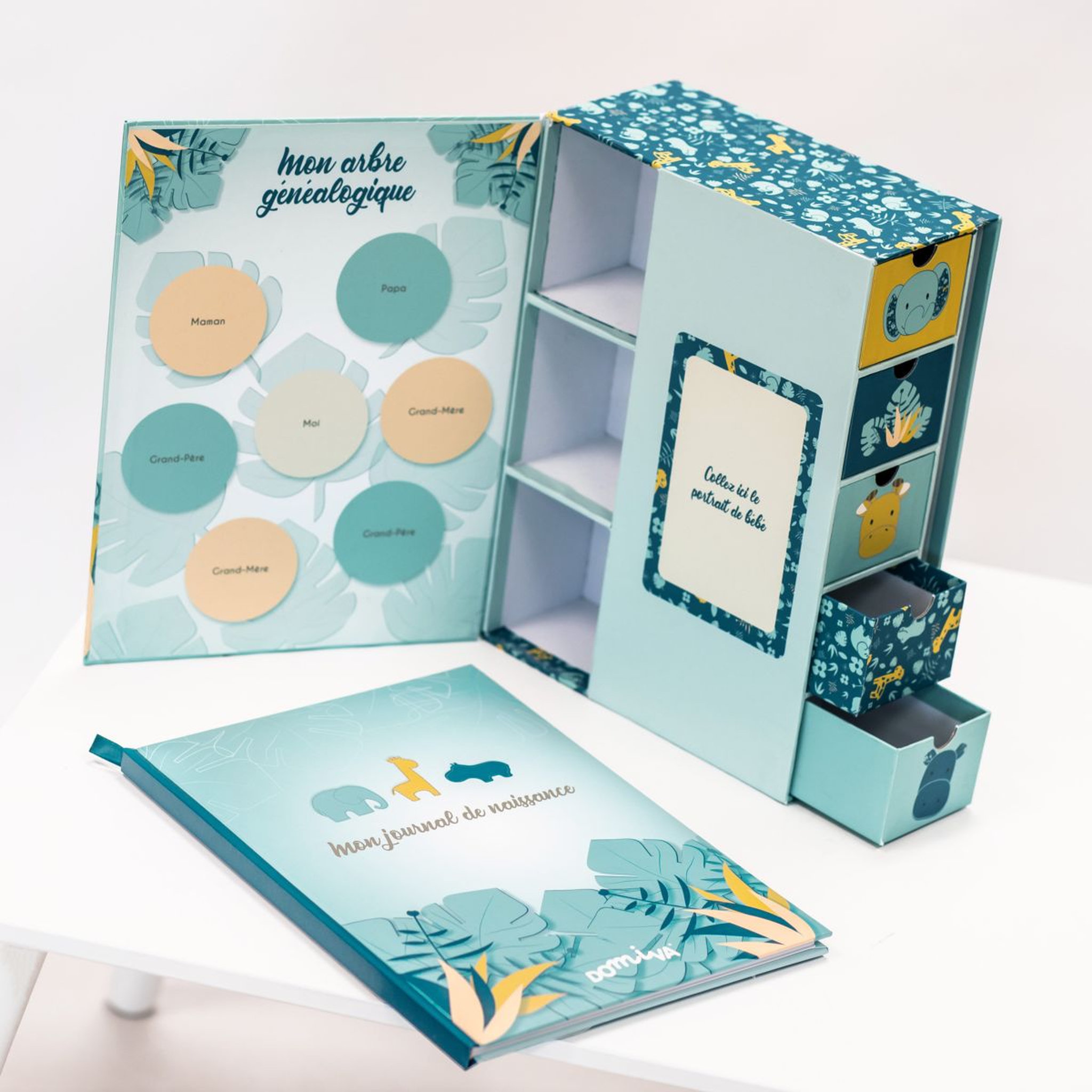 Domiva Coffret boîte à trésors + journal de naissance Zanimo