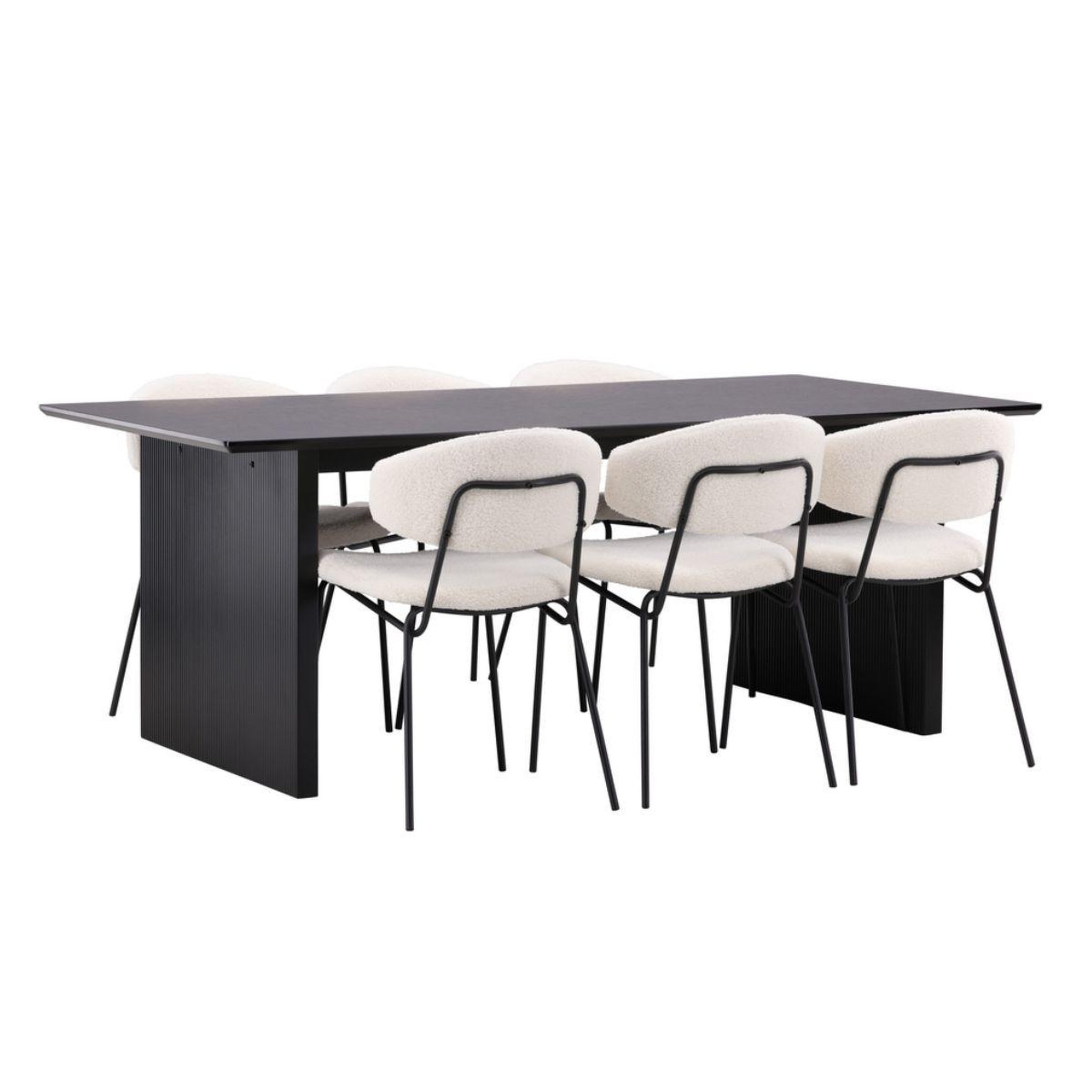 Paris Prix Ensemble table à manger & 6 chaises  vail & chico  200cm blanc crème & noir