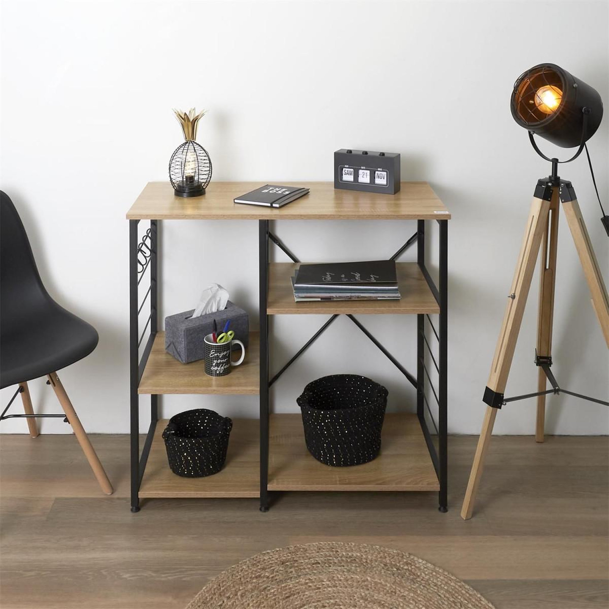 Voir la diapositive 4 : The Home Deco Factory Meuble de rangement  stan  90cm naturel & noir