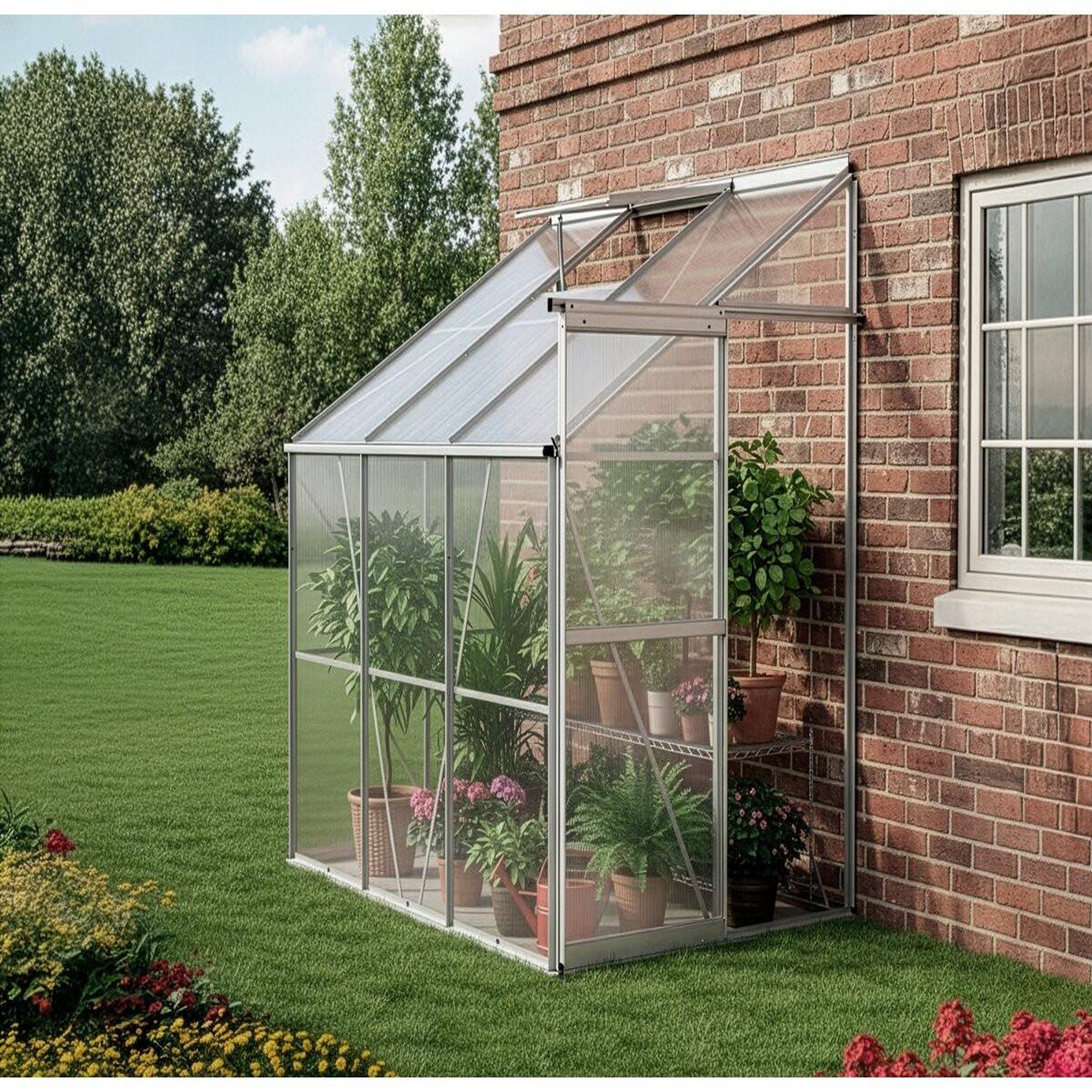Voir la diapositive 2 : Habitat et Jardin Embase en acier galvanisé pour serre jardin  basilic  - 2,37 m² - gris