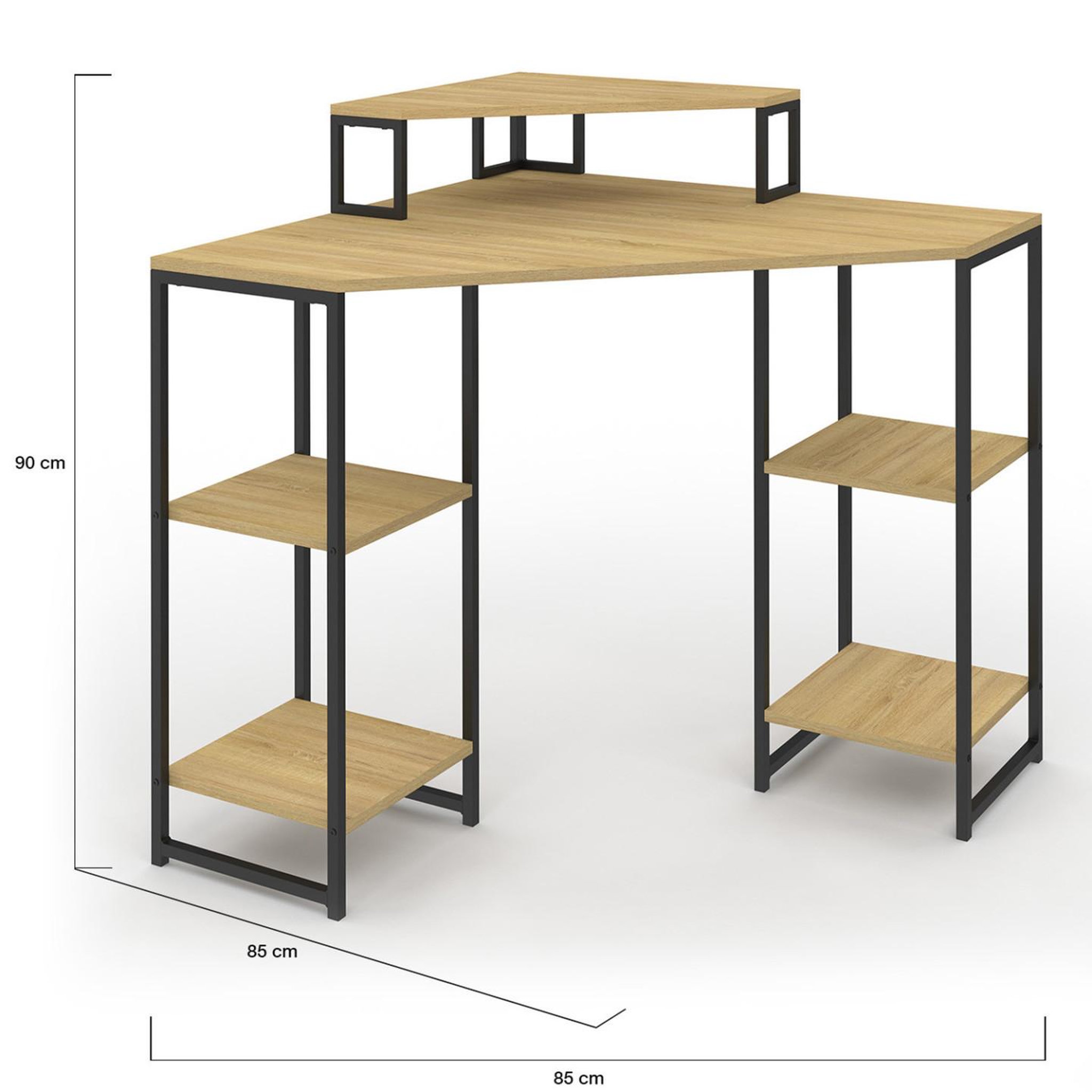 Voir la diapositive 4 : ID MARKET Bureau d'angle DETROIT gain de place bureau informatique avec rangements