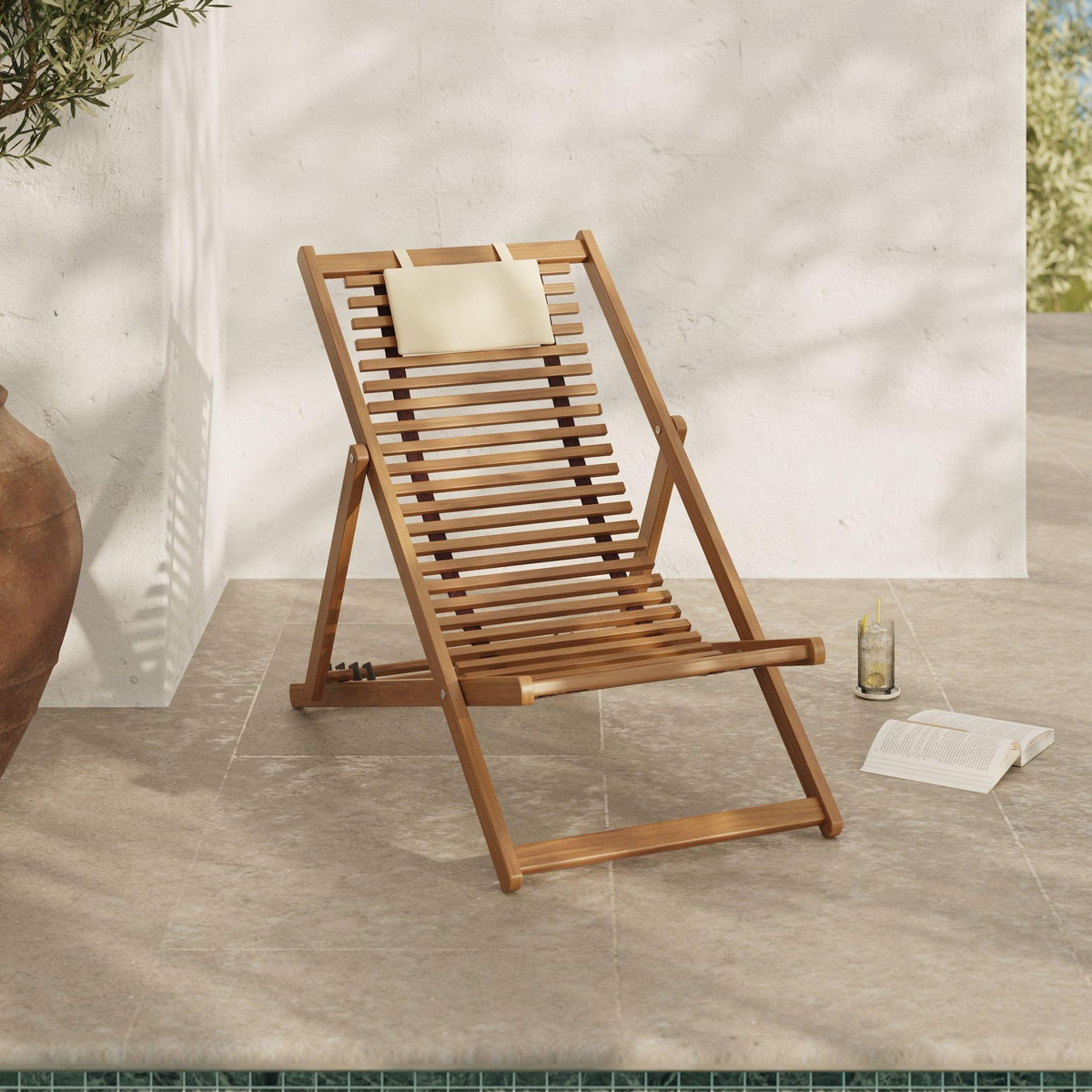 Rendez vous déco Chilienne de jardin en bois d'acacia et tissu écru-Nacpan