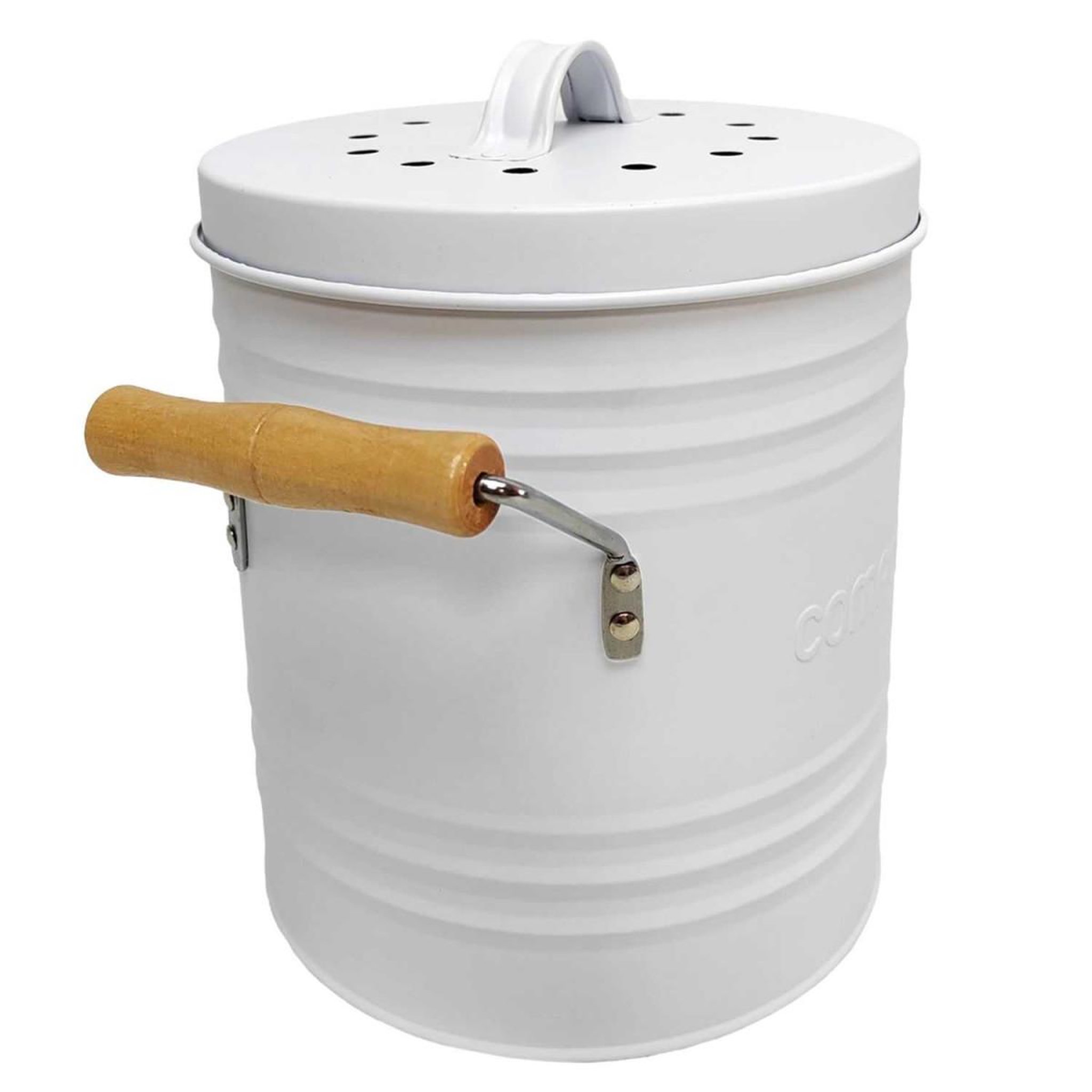 Voir la diapositive 2 : Je cherche une idee Poubelle en métal  compost  4l blanc