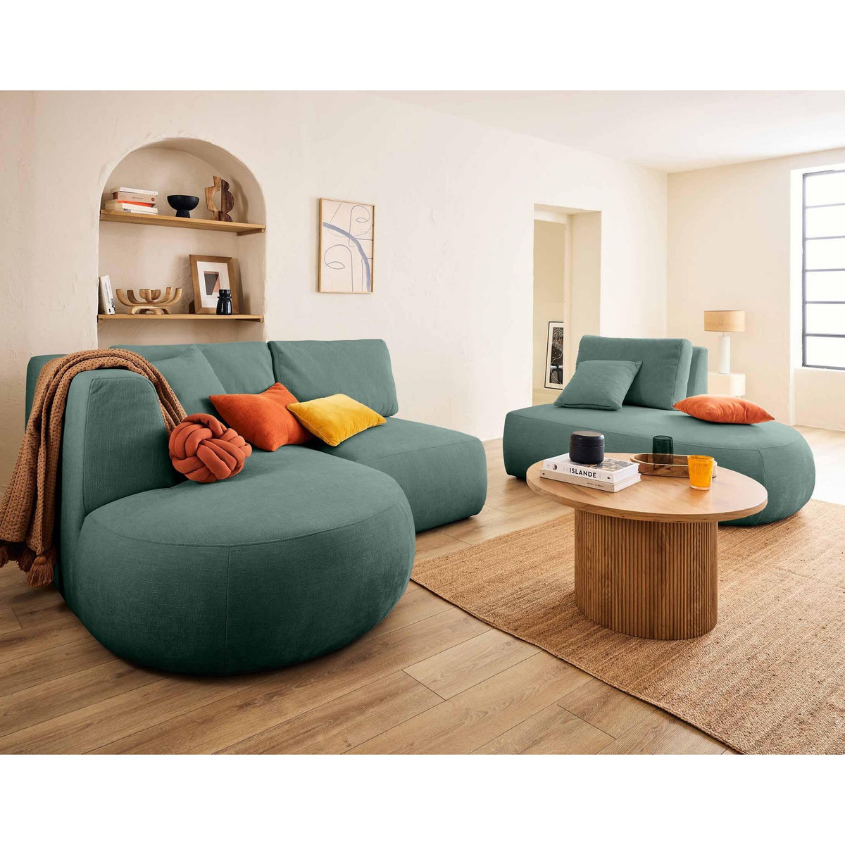 LISA DESIGN Santorini - canapé modulable d'angle gauche - 5 places - en tissu texturé