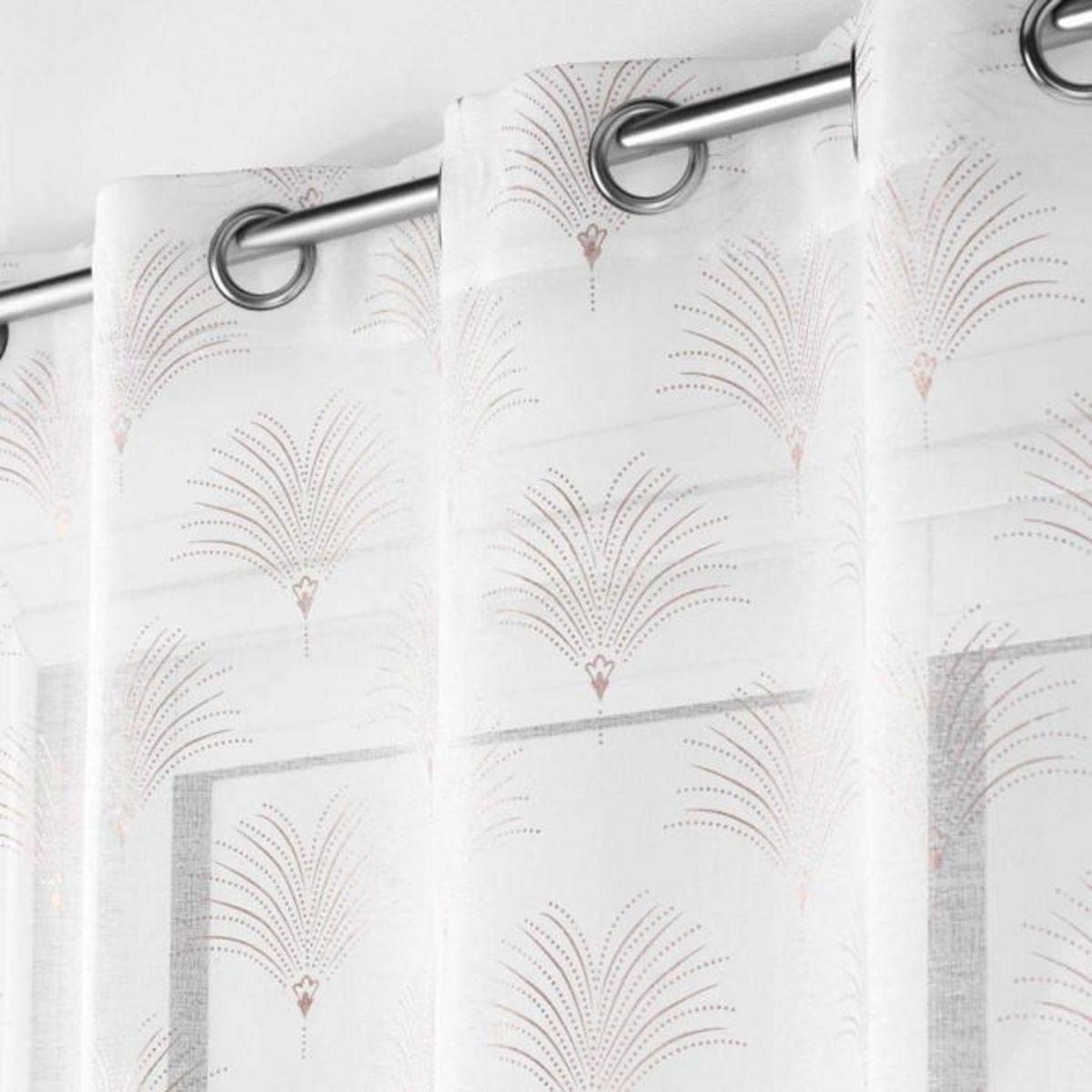 Paris Prix Rideau Voilage à Œillets Imprimé Métallisé  Arcadie  140x240cm Blanc