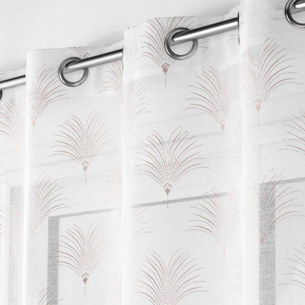 Paris Prix Rideau Voilage à Œillets Imprimé Métallisé  Arcadie  140x240cm Blanc