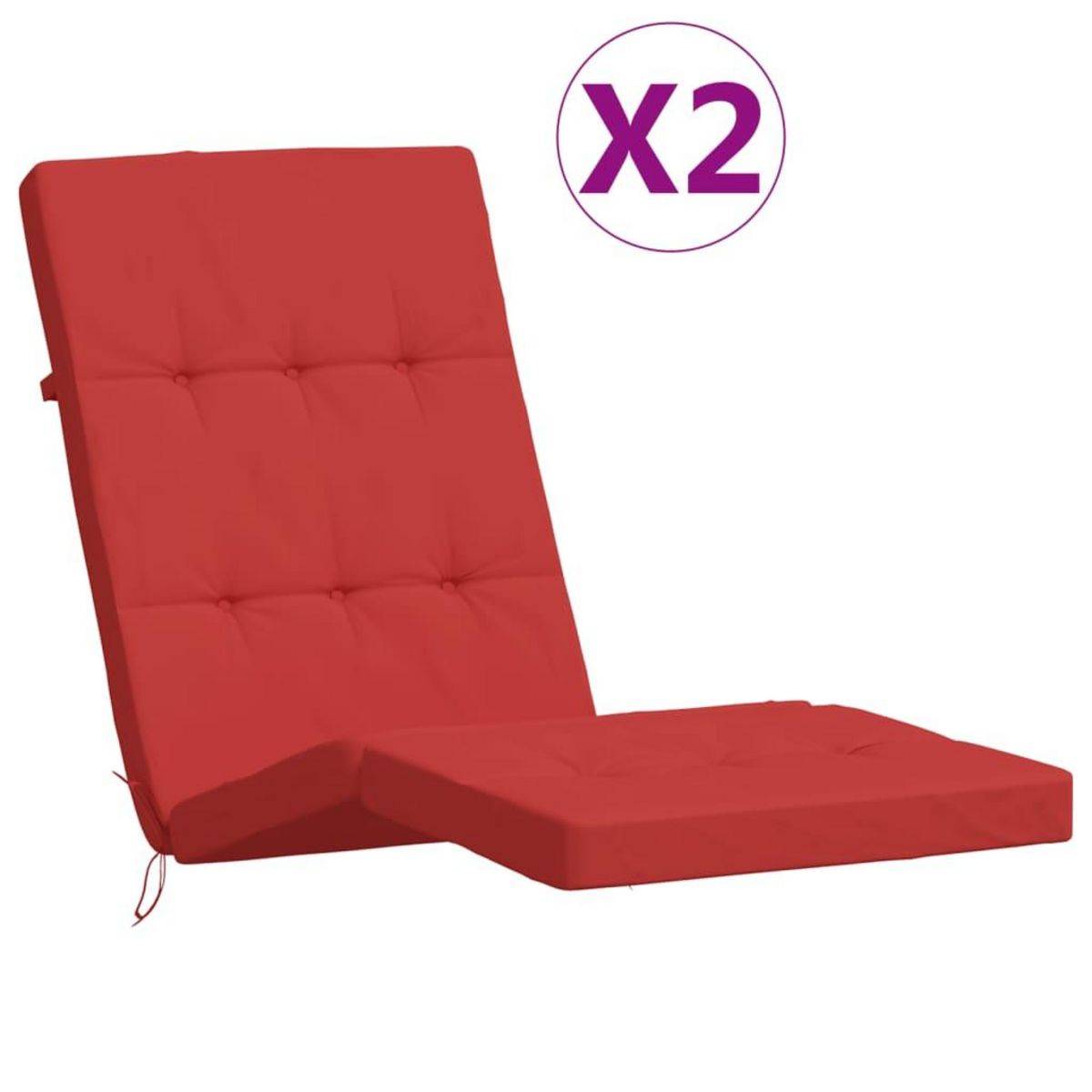 VIDAXL Coussins de chaise longue lot de 2 rouge tissu oxford