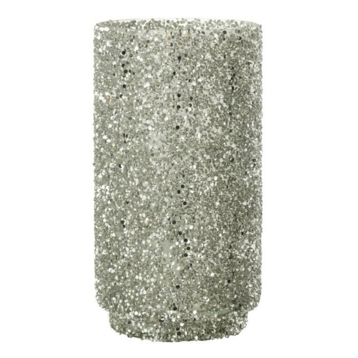 Paris Prix Photophore en Verre à Paillettes  Ethel  25cm Argent