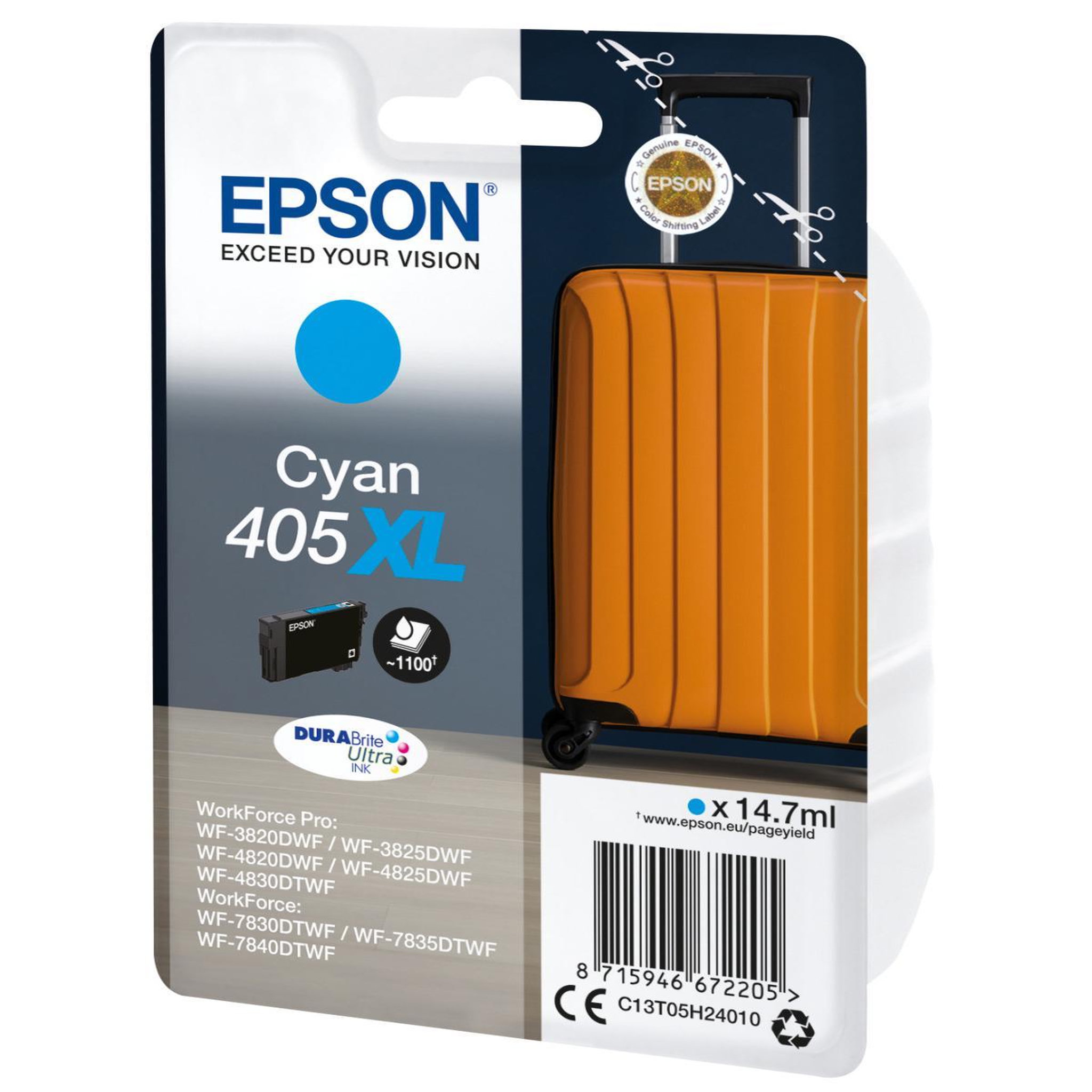 Voir la diapositive 3 : Epson Epson Ink 405XL Cyan (C13T05H24010)