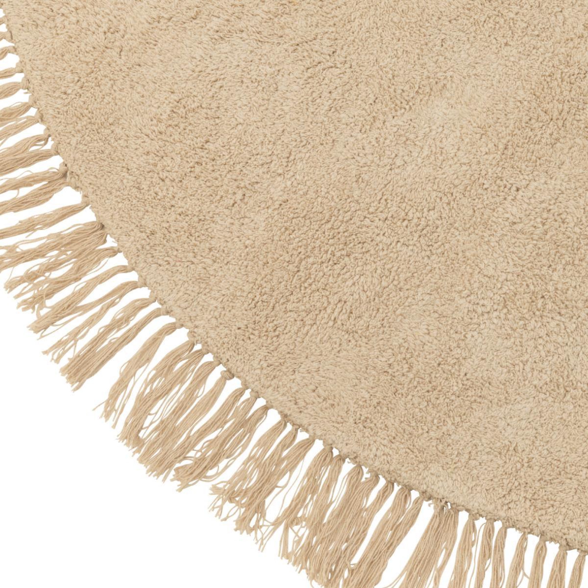 Voir la diapositive 2 : J-LINE Tapis rond à franges  bohemia  150cm beige clair