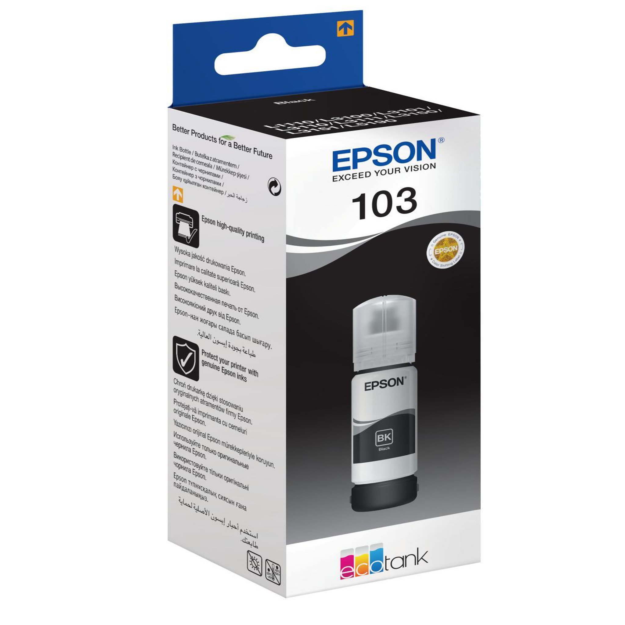 Voir la diapositive 3 : Epson Epson Ink 103 Black Schwarz (C13T00S14A)