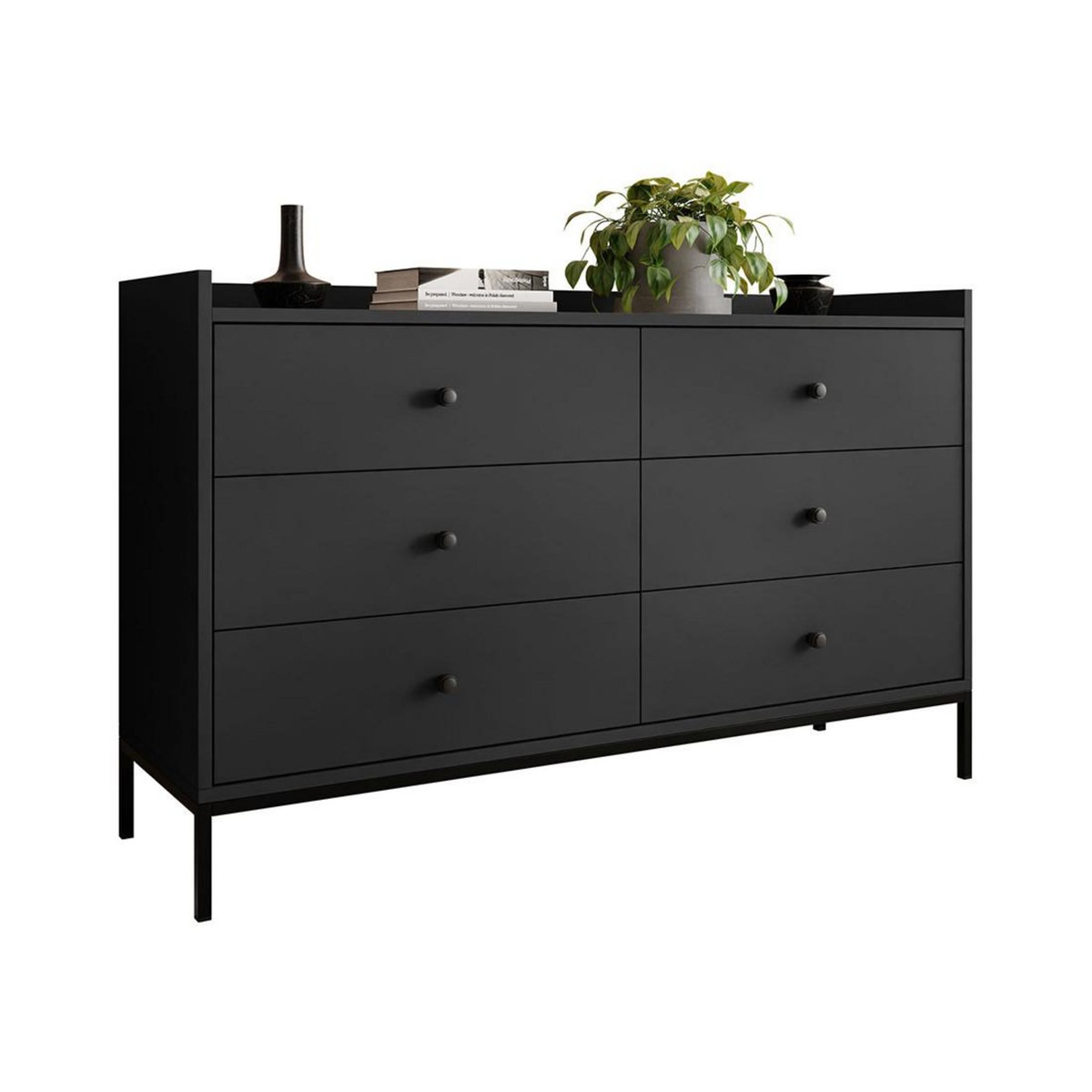 BEST MOBILIER Filipo - commode - noir - 130 cm