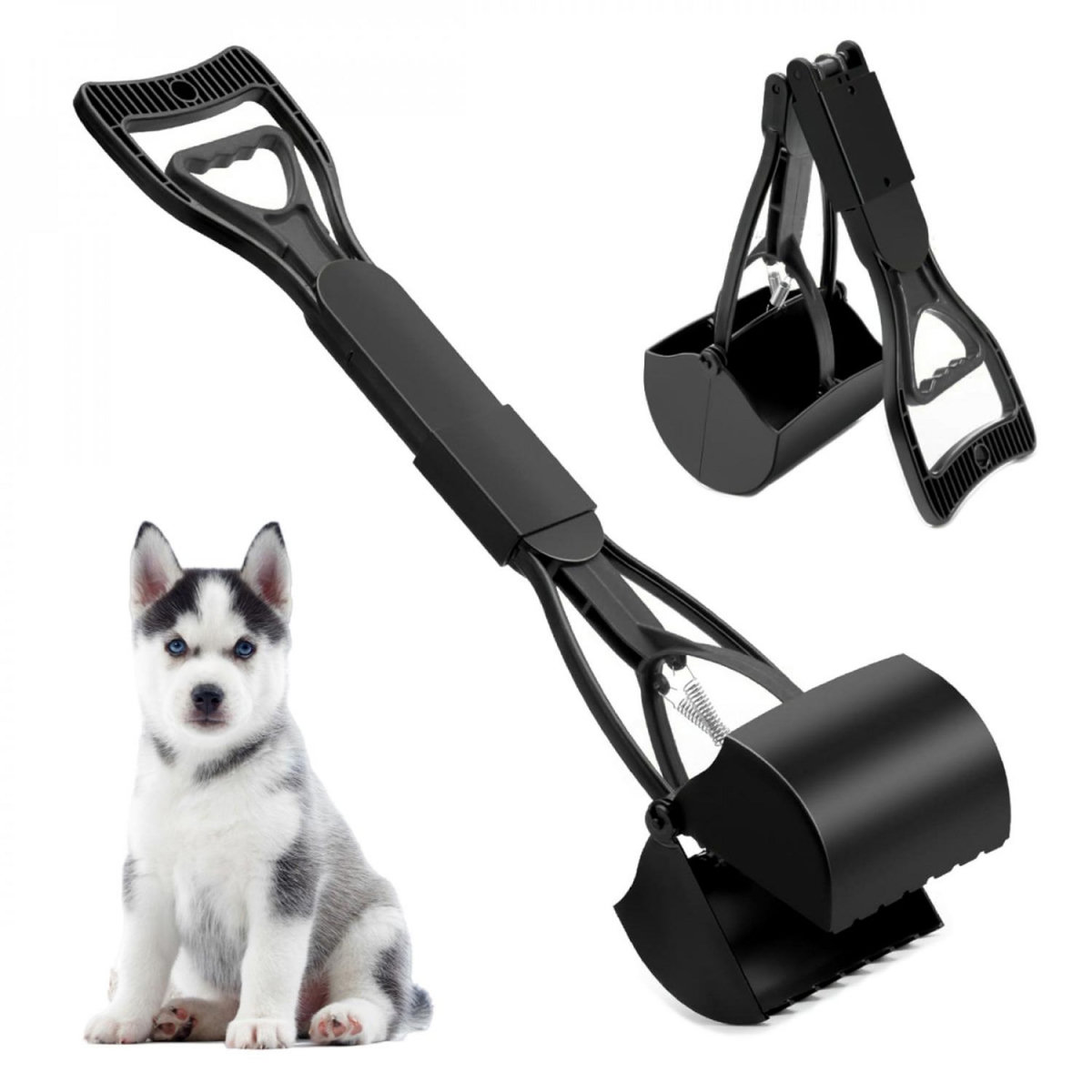 LINXOR Pince, pelle à déjections, crottes, pour chien ou autres animaux - 80 cm - Noir