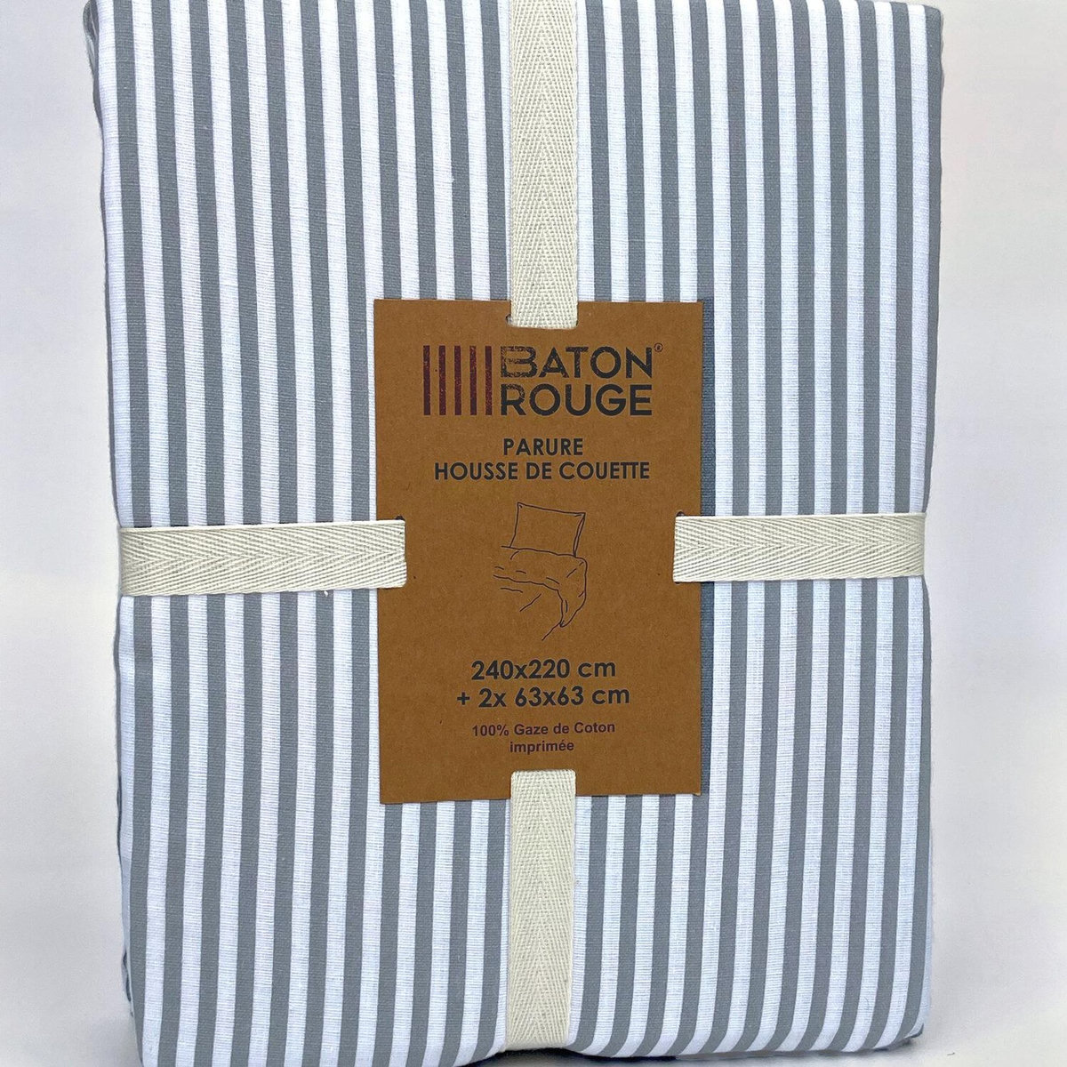 BATON ROUGE Parure housse de couette 100% gaze de coton imprimé laya