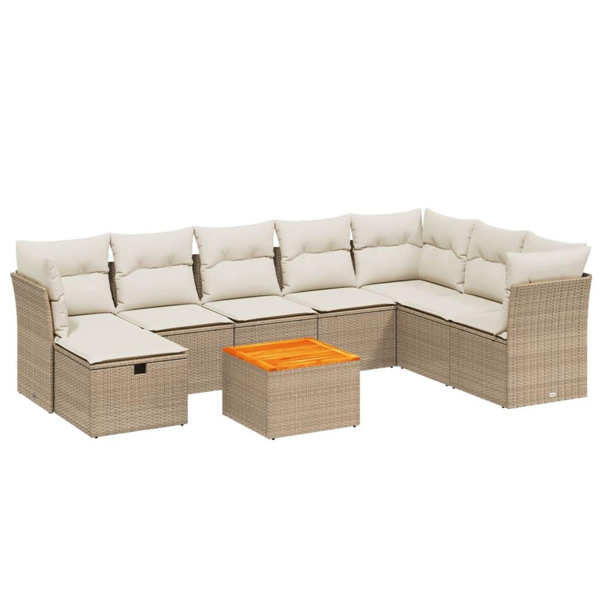 Voir la diapositive 2 : VIDAXL Salon de jardin avec coussins 9 pcs beige resine tressee