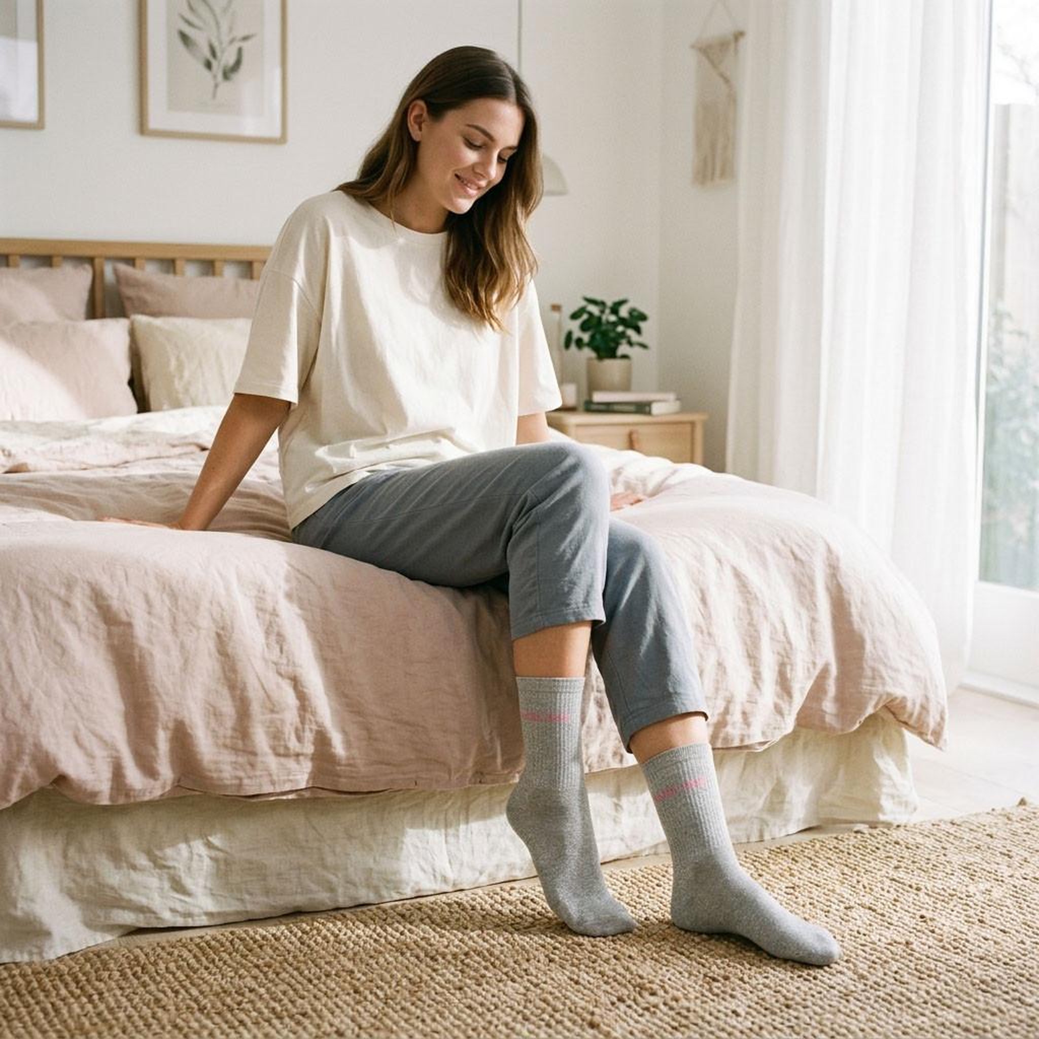 Voir la diapositive 5 : OZABI Chaussettes Femme Lurex Message Humoristique