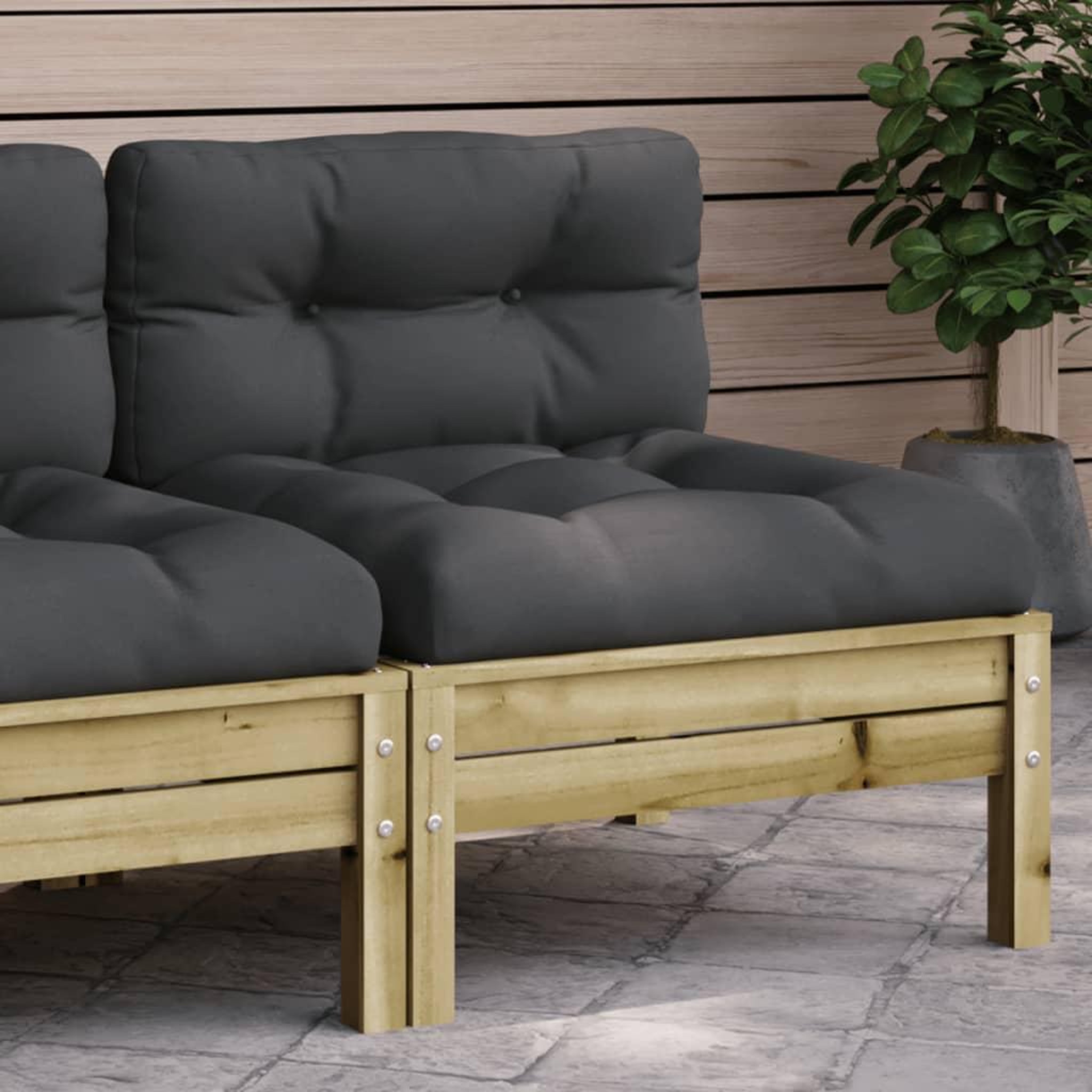 VIDAXL Canape de jardin sans accoudoirs et coussins bois pin impregne