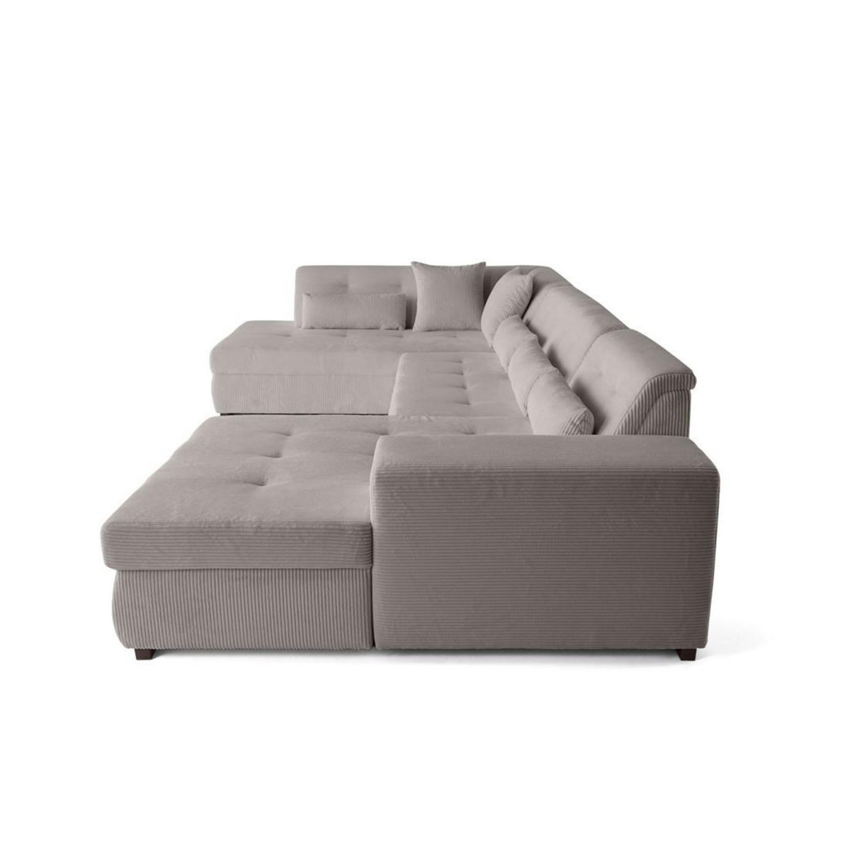 LISA DESIGN Vermont - canapé panoramique d'angle gauche - 7 places - en velours côtelé