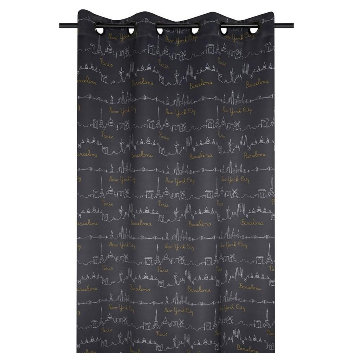 Lovely Casa Rideau à œillets occultant 140x260 cm Roadtrip anthracite