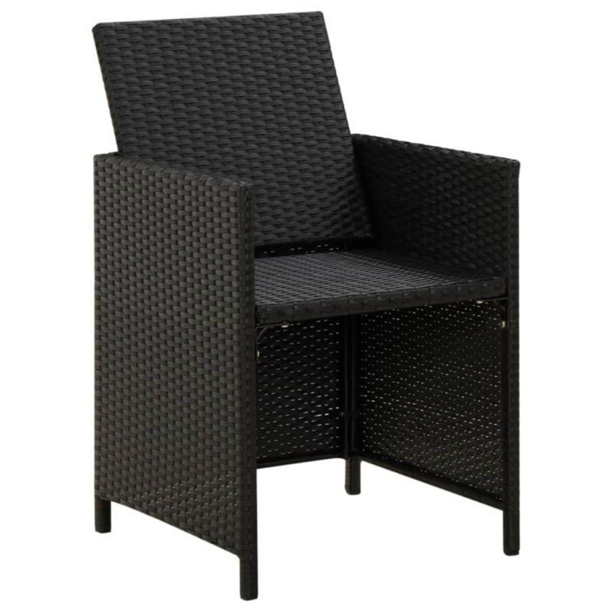 VIDAXL Jeu de chaise et tabouret de jardin 4 pcs Résine tressée Noir