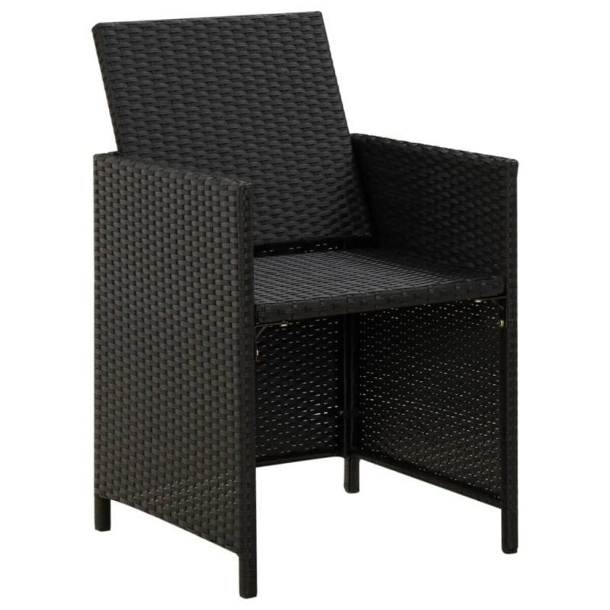 VIDAXL Jeu de chaise et tabouret de jardin 4 pcs Résine tressée Noir