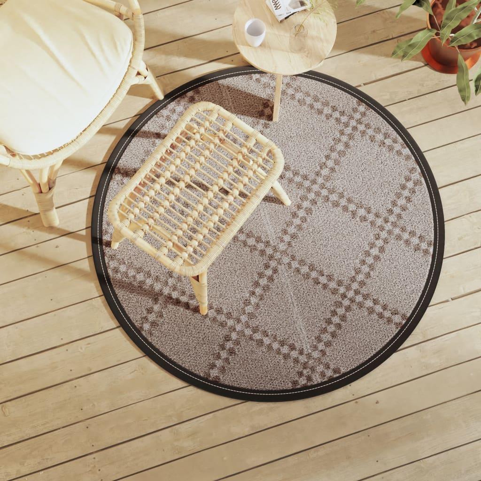 VIDAXL Tapis d'exterieur ARAKIL marron Ø120 cm PP