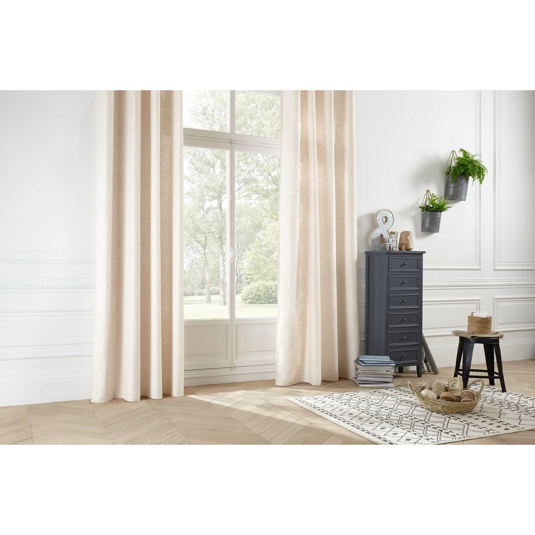 Voir la diapositive 2 : ATMOSPHERA Rideau en polyester modèle léon - 140 x 260 cm - Lin