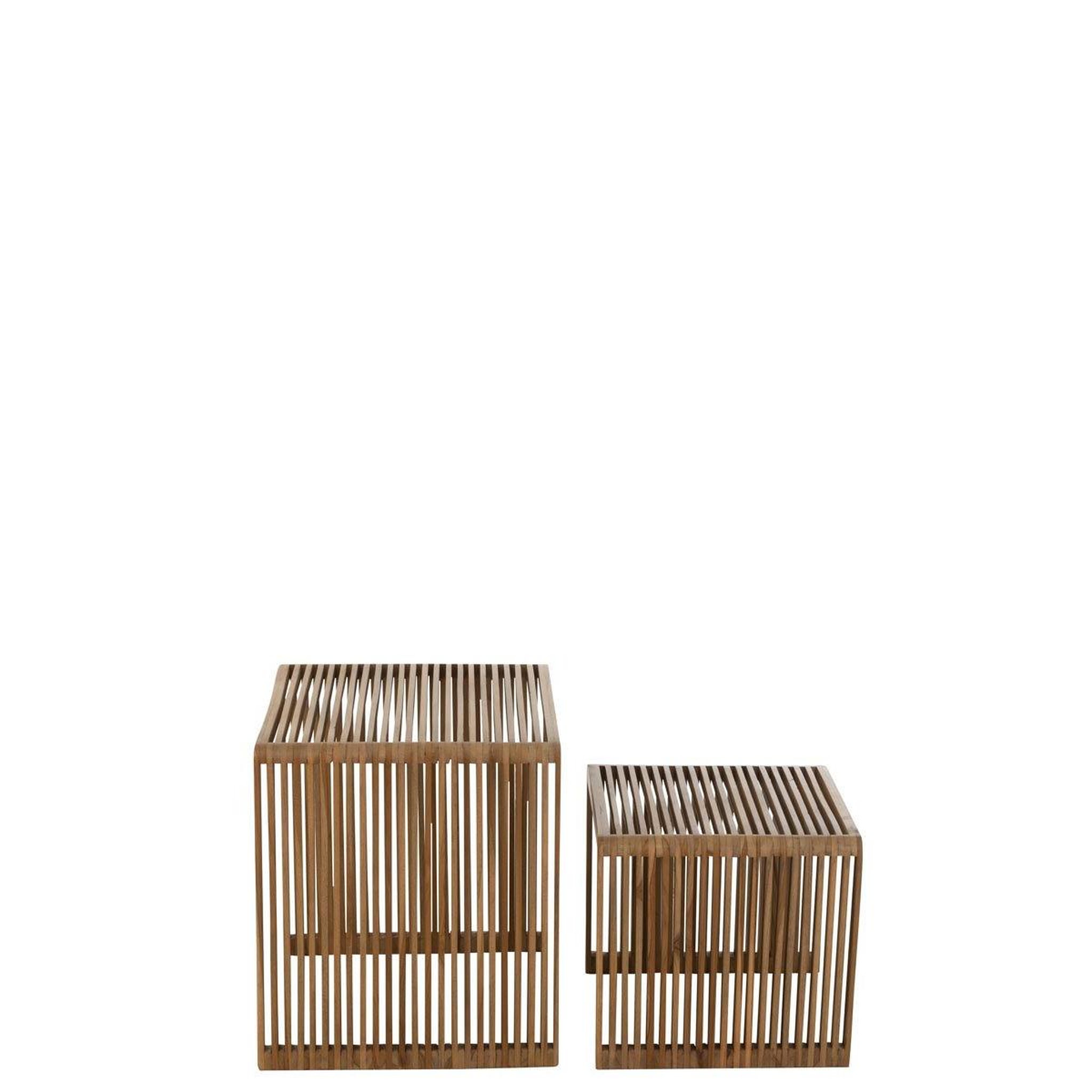 Voir la diapositive 3 : J-LINE Lot de 2 tables basses en bois  teck  50cm naturel