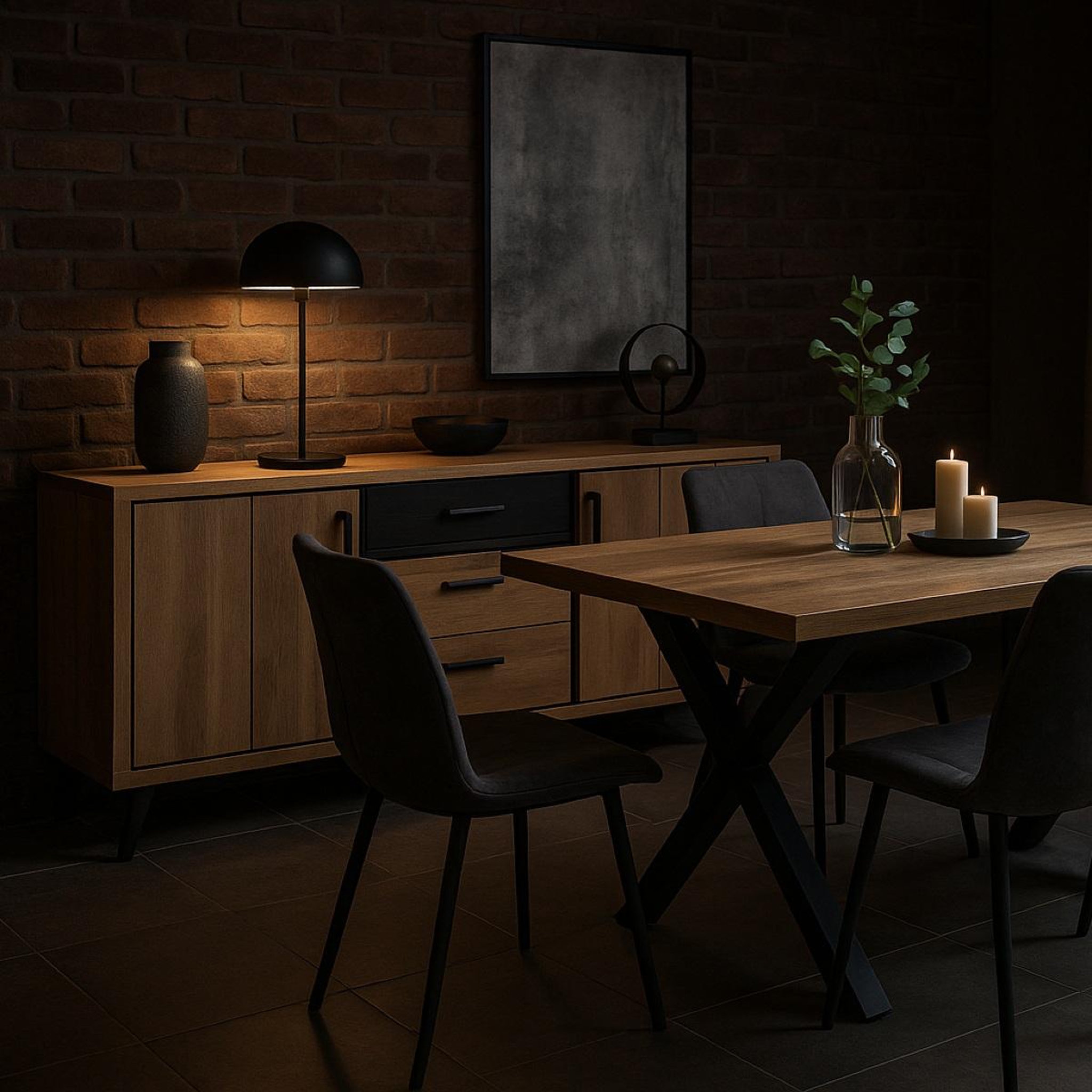 Voir la diapositive 3 : JLC KREATION Buffet industriel 4 portes et 1 tiroir bois et métal ERIA