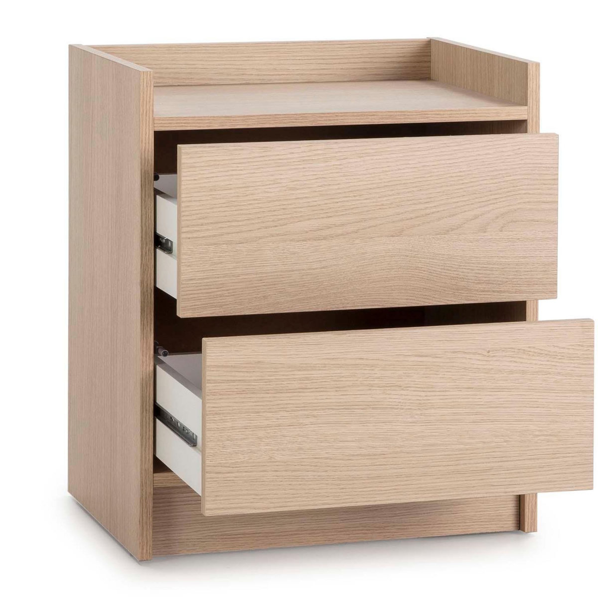 VS VENTA-STOCK Table de Chevet Moscú de 2 tiroirs, Couleur chêne