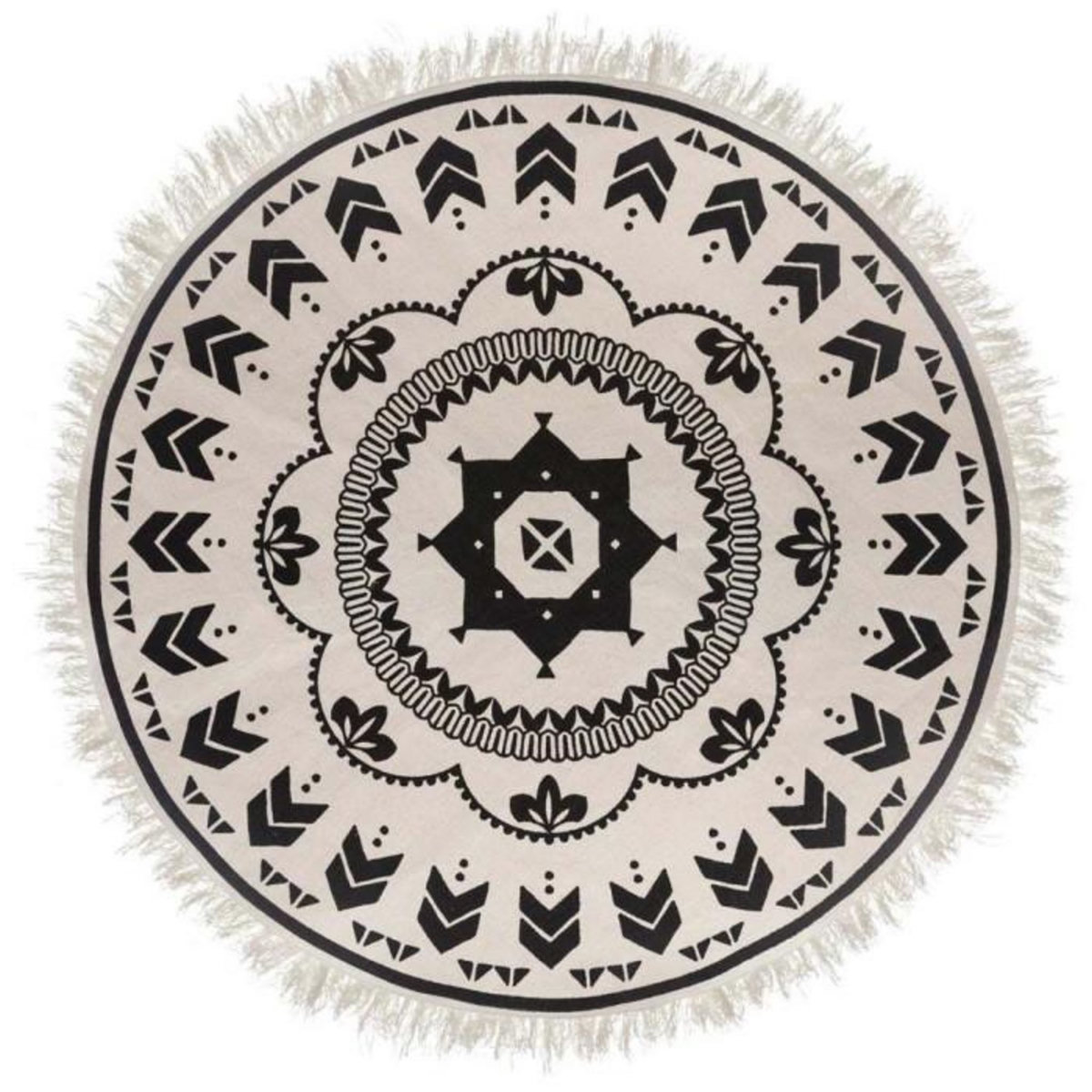 ATMOSPHERA Tapis Rond Déco  Agadir  120cm Noir & Blanc