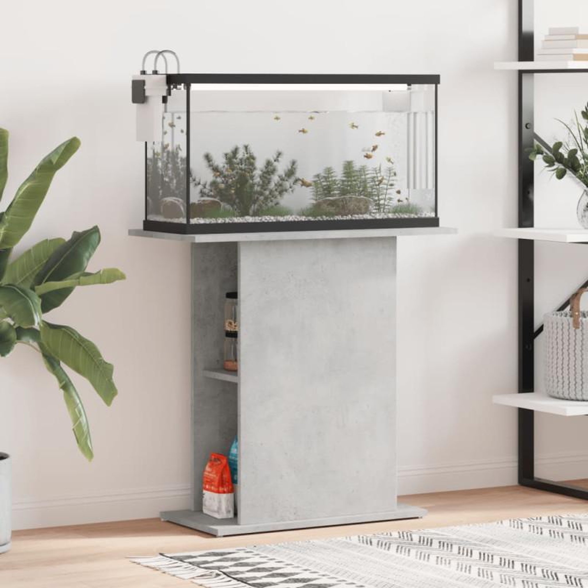 Voir la diapositive 1 : VIDAXL Support pour aquarium gris béton 75x36x72,5cm bois d ingénierie