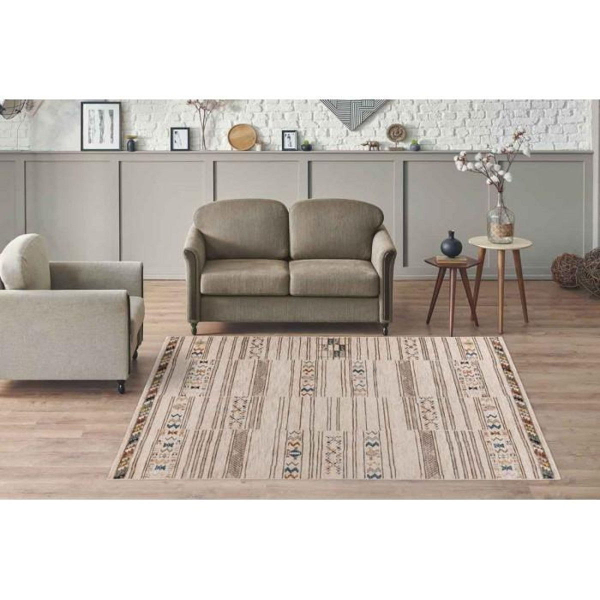 Paris Prix Tapis Tissé Imprimé Ethnique  Jaka  Multicolore