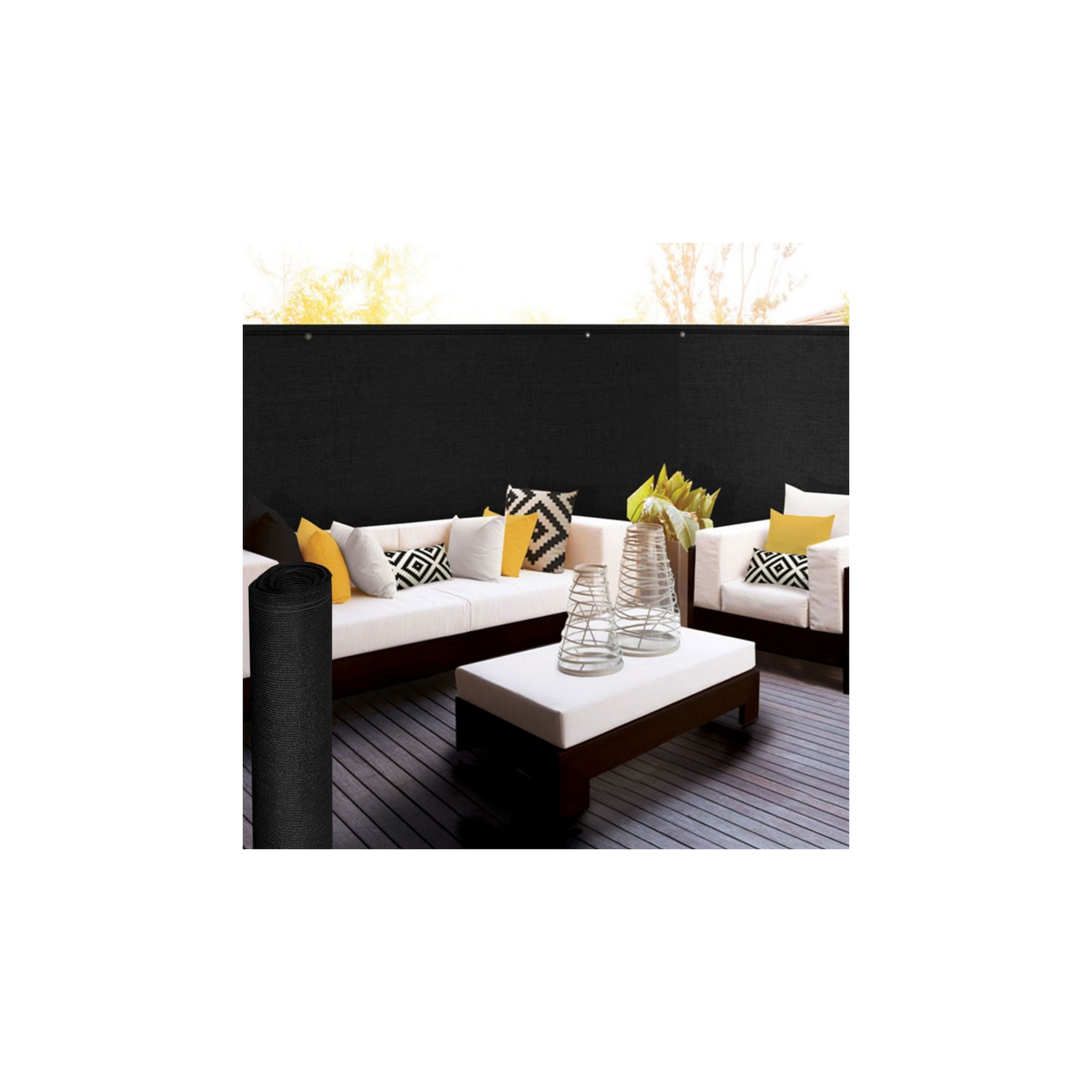 Voir la diapositive 6 : ID MARKET Brise vue haute densité 1,8 x 10 m noir 300 gr/m² qualité pro