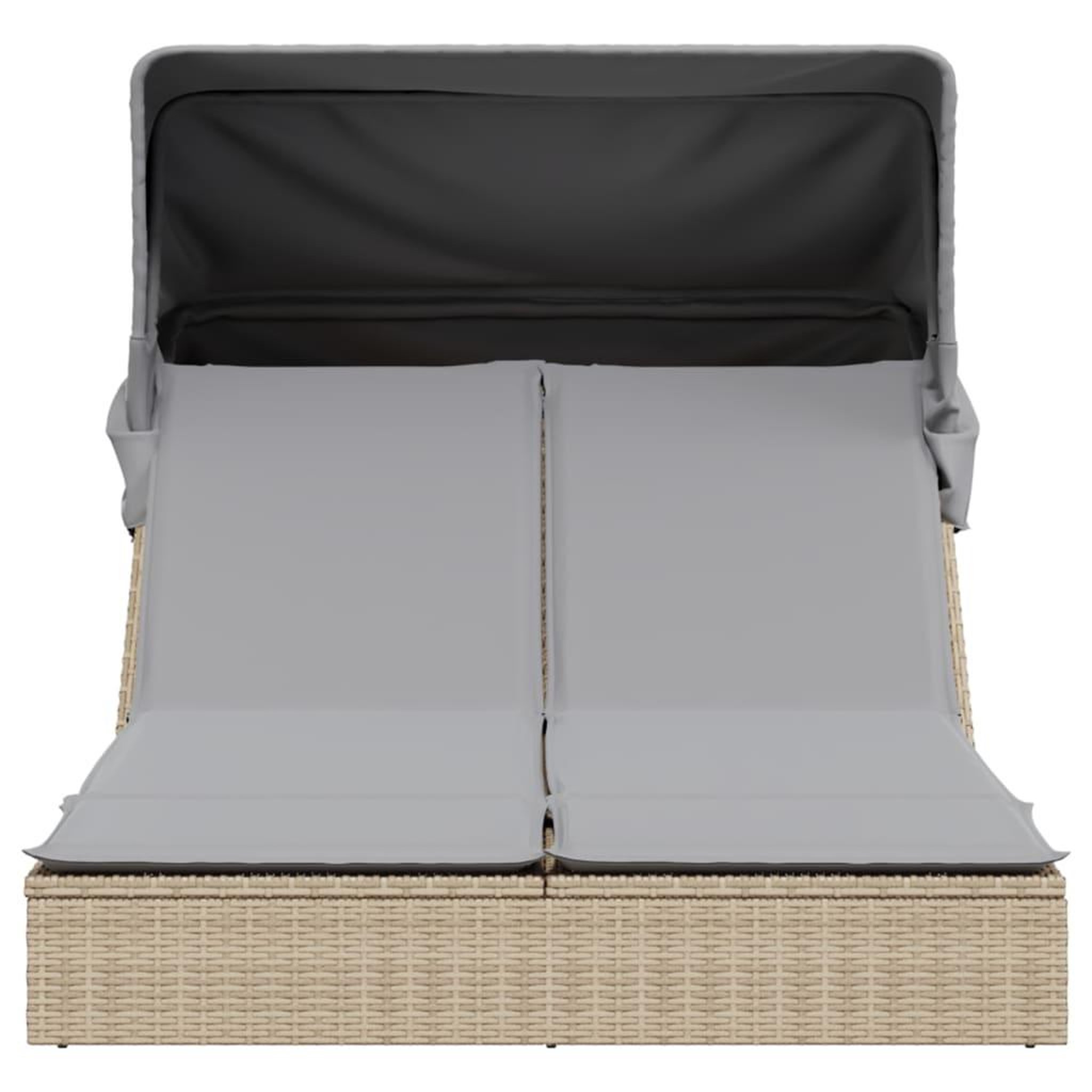 Voir la diapositive 3 : VIDAXL Chaise longue double avec auvent et coussins beige poly rotin