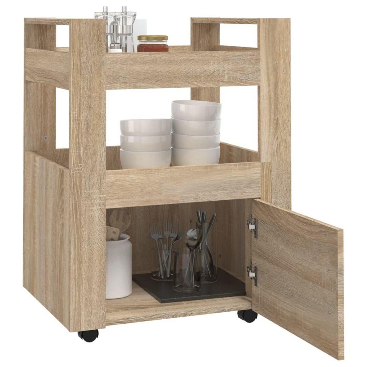 VIDAXL Chariot de cuisine Chene sonoma 60x45x80 cm Bois d'ingenierie