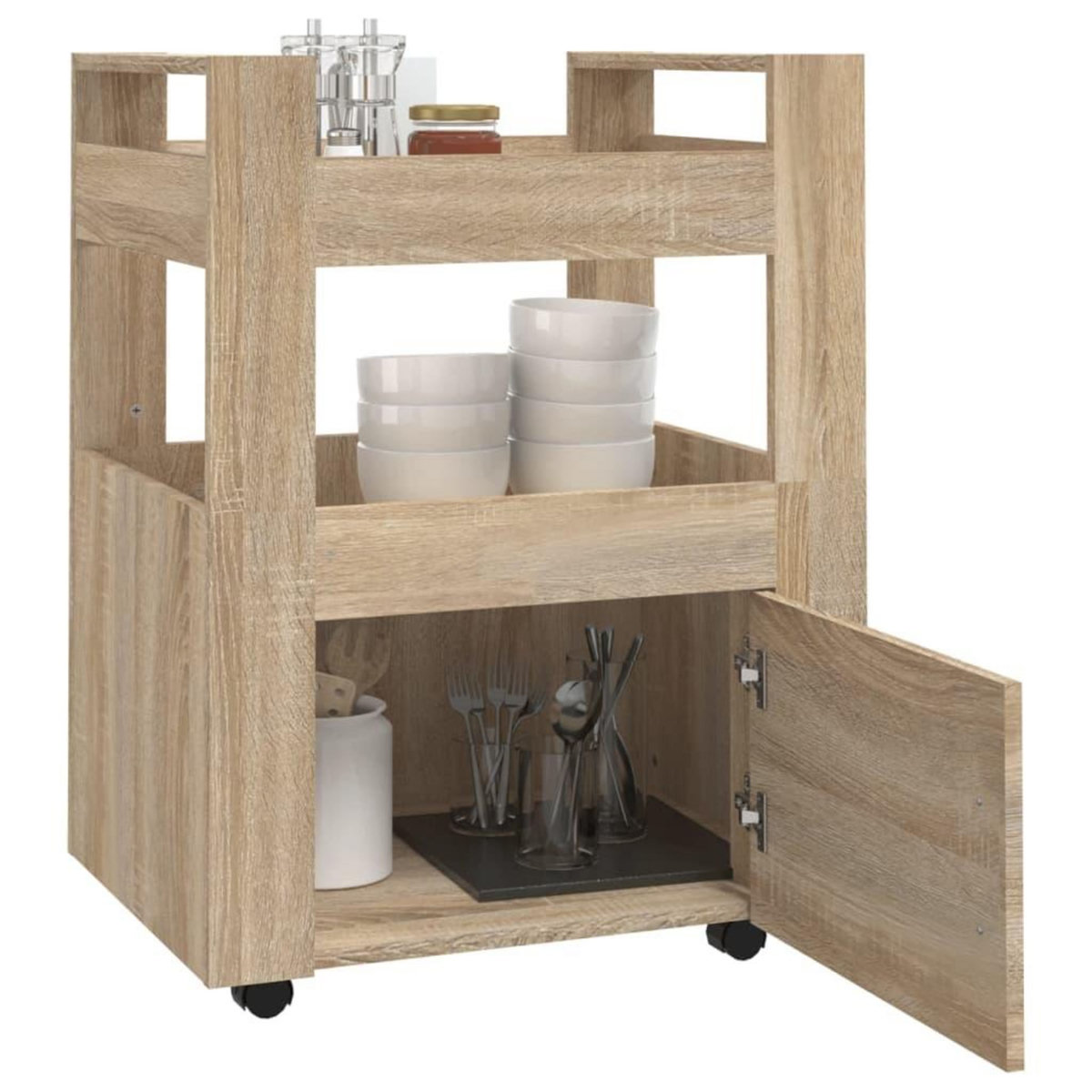 VIDAXL Chariot de cuisine Chene sonoma 60x45x80 cm Bois d'ingenierie