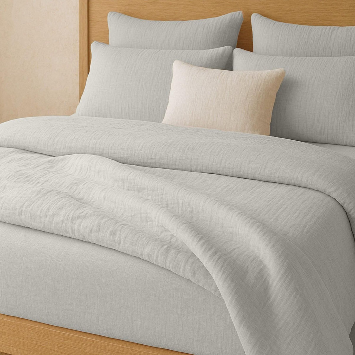 BATON ROUGE Drap housse 100% gaze de coton lavé gris glacier