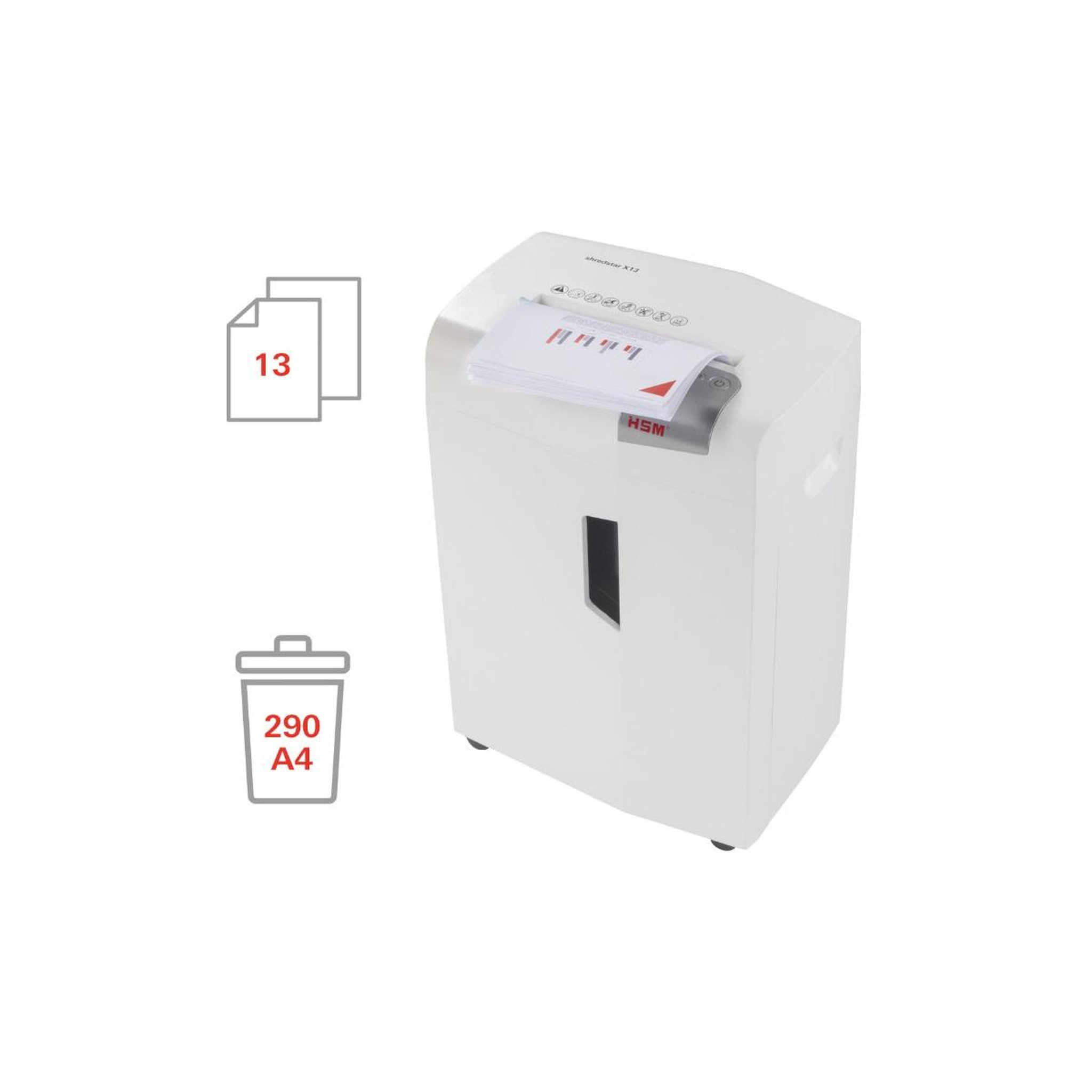 Voir la diapositive 3 : Hsm Destructeur de documents 13 feuilles coupe particules - 1057121