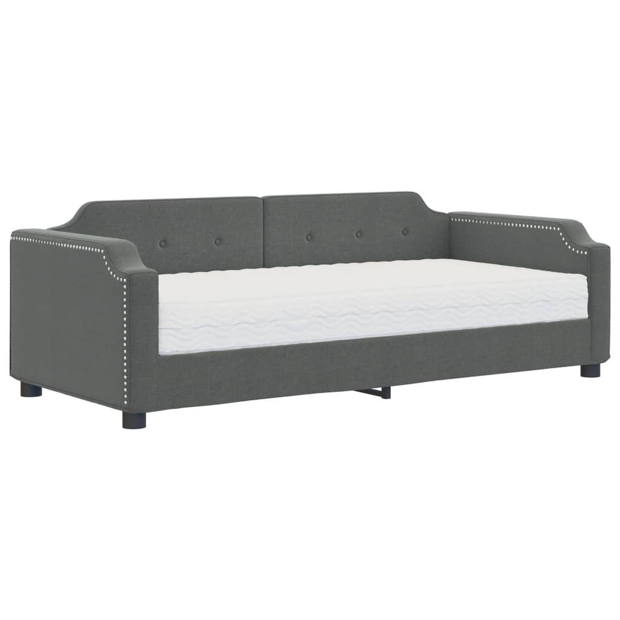 Voir la diapositive 2 : VIDAXL Lit de jour avec matelas gris fonce 90x190 cm tissu