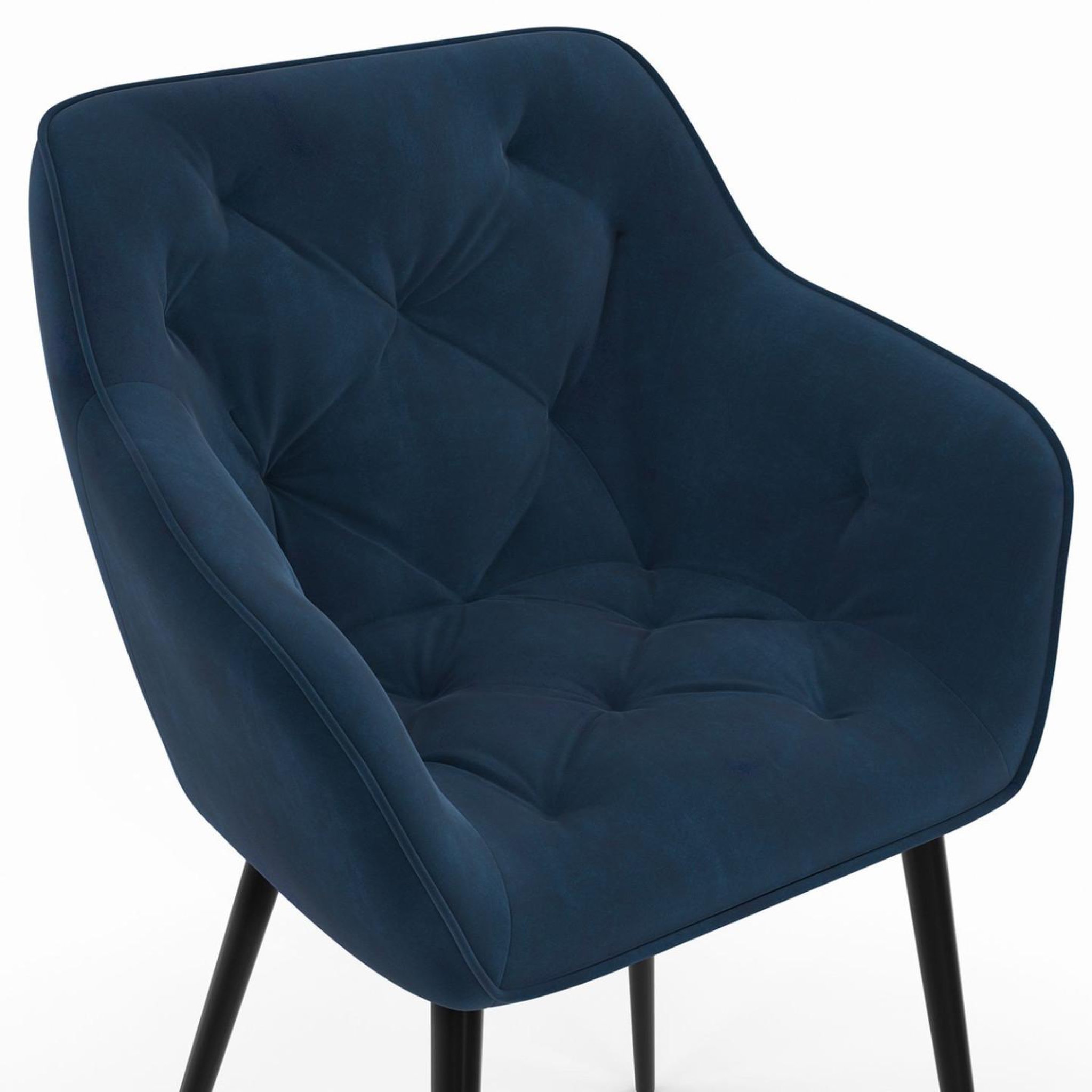 Voir la diapositive 6 : ID MARKET Lot de 2 chaises de salle à manger, fauteuils de table capitonnés lya velours bleu canard