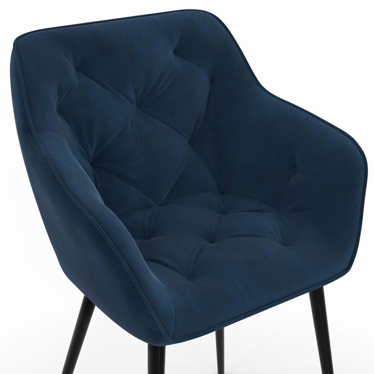 ID MARKET Lot de 2 chaises de salle à manger, fauteuils de table capitonnés LYA velours bleu canard