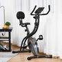 Voir la diapositive 2 : HOMCOM Vélo d'appartement pliable selle réglable dossier guidon ergonomique écran LCD multifonction bandes résistance acier gris noir