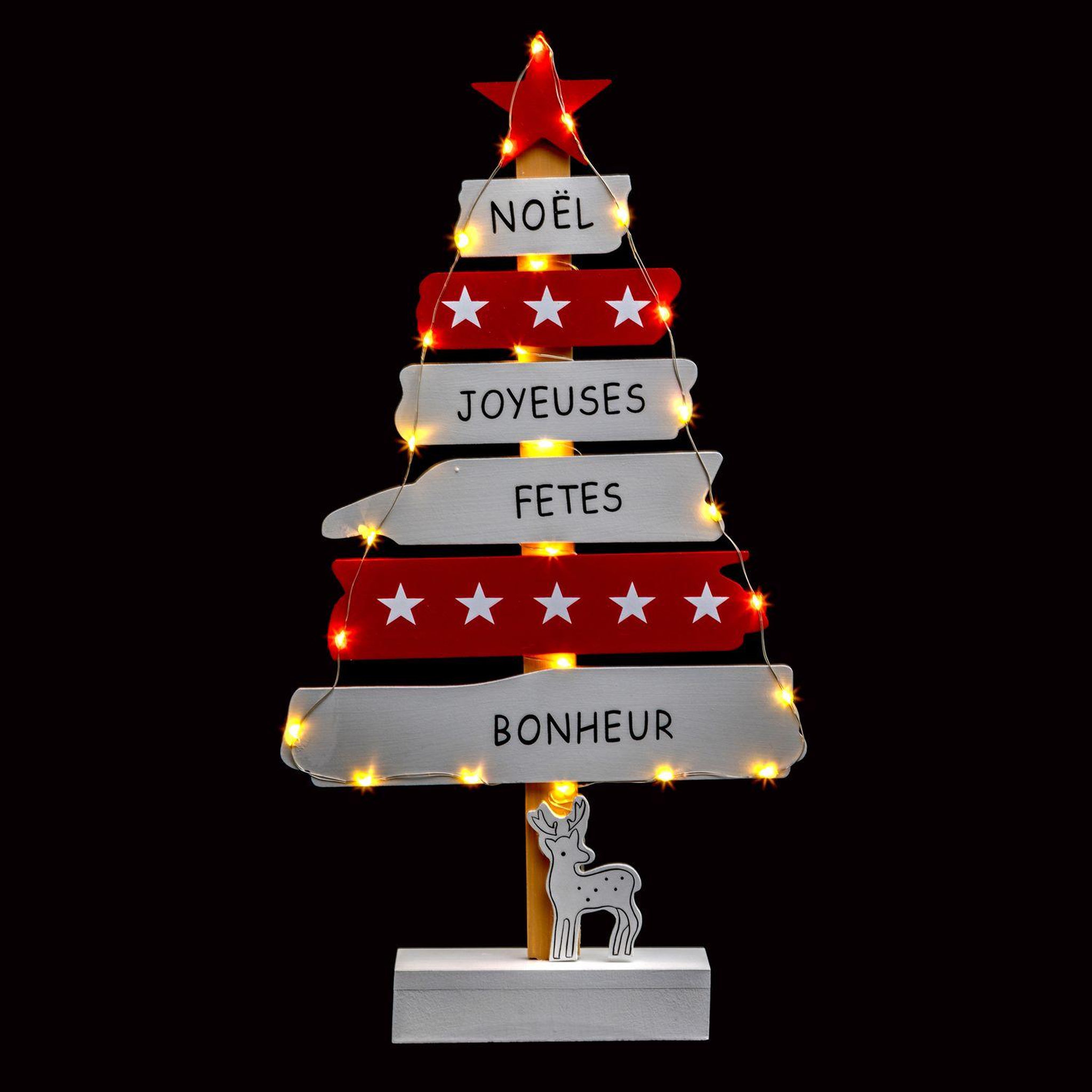Voir la diapositive 2 : FEERIC LIGHT & CHRISTMAS Décoration de noël à poser bois led xmas - blanc