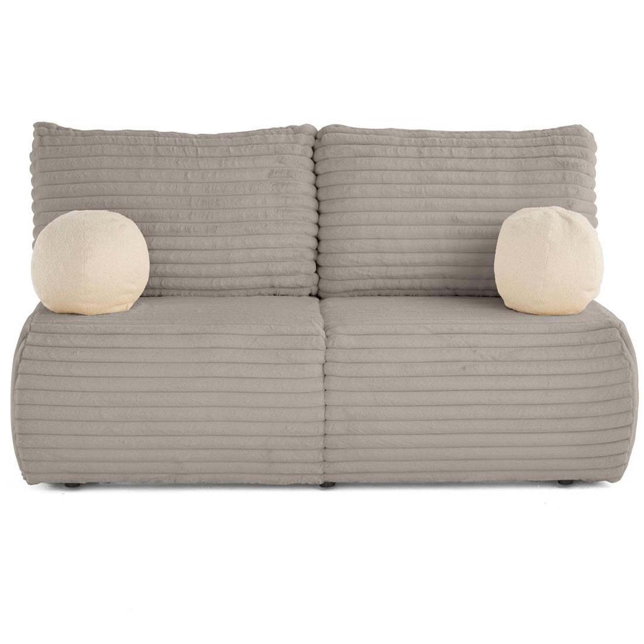 Voir la diapositive 1 : BEST MOBILIER Marvin - canapé 3 places convertible et coffre en fausse fourrure côtelée avec 2 coussins boule inclus