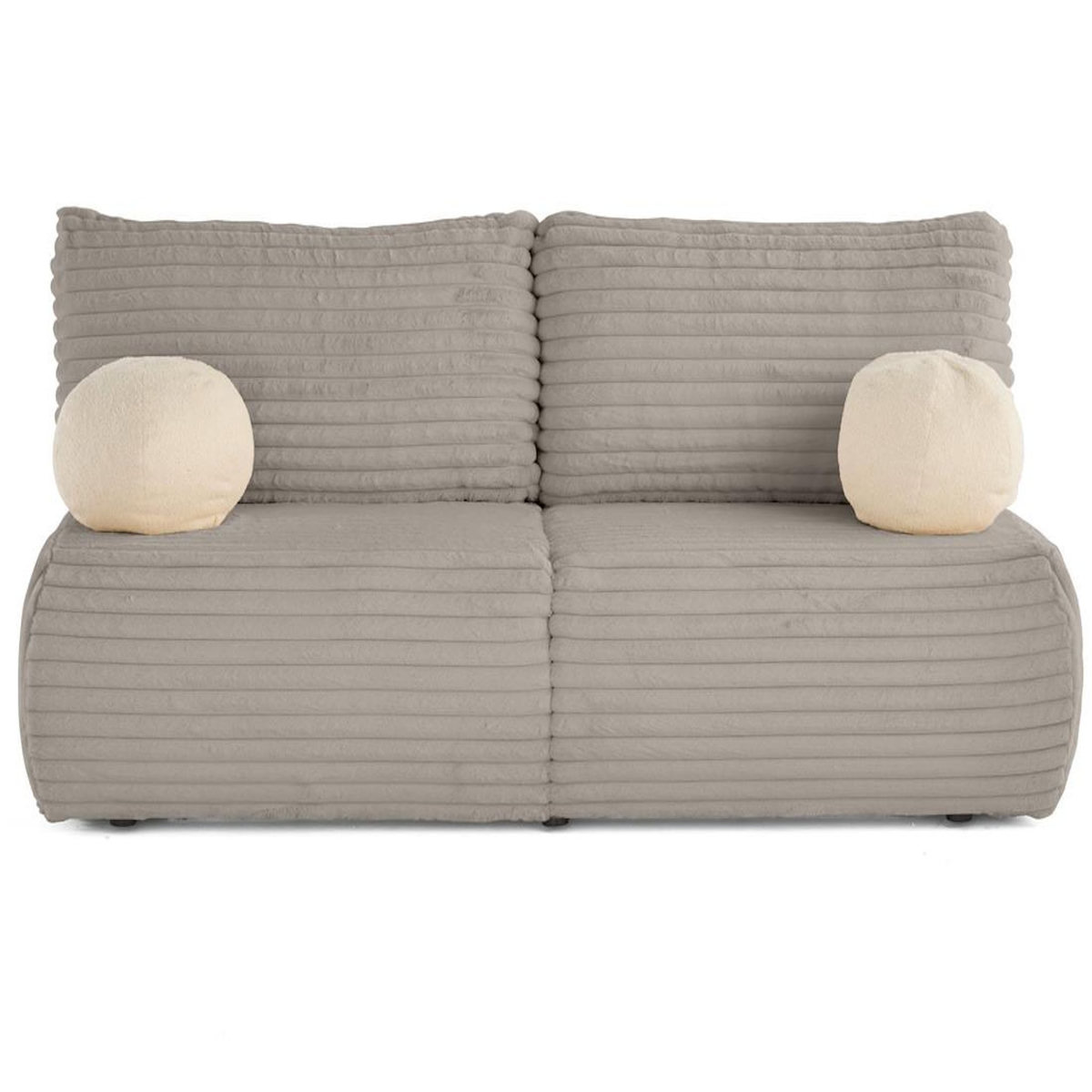 BEST MOBILIER Marvin - canapé 3 places convertible et coffre en fausse fourrure côtelée avec 2 coussins boule inclus
